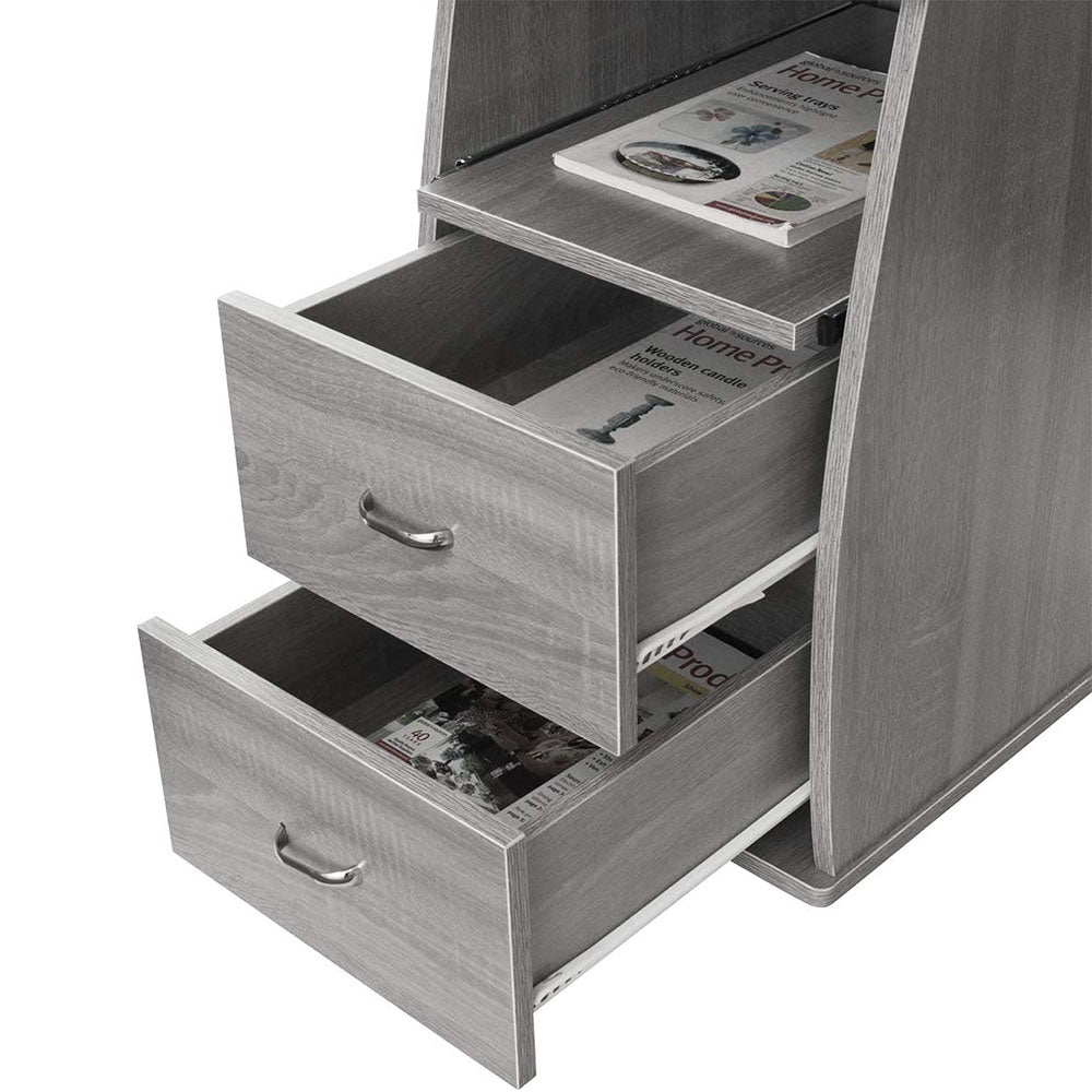 Techni Mobili Floating Modern Office Desk & Complete Computer Workstation, Gray (Used)