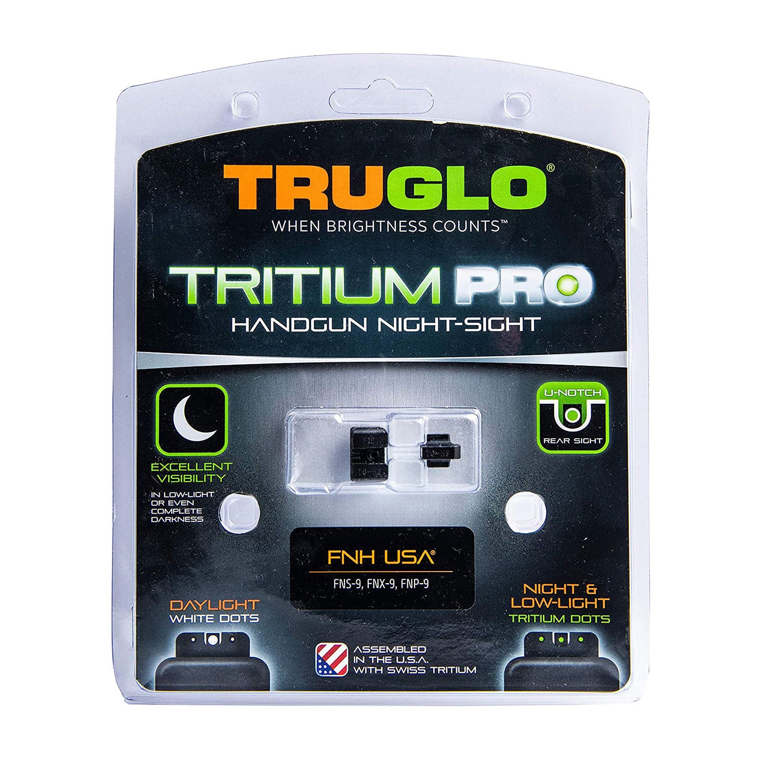 TruGlo Tritium Pro Handgun Sights, NH FNP-9, FNX-9 & FNS-9, Green (Open Box)