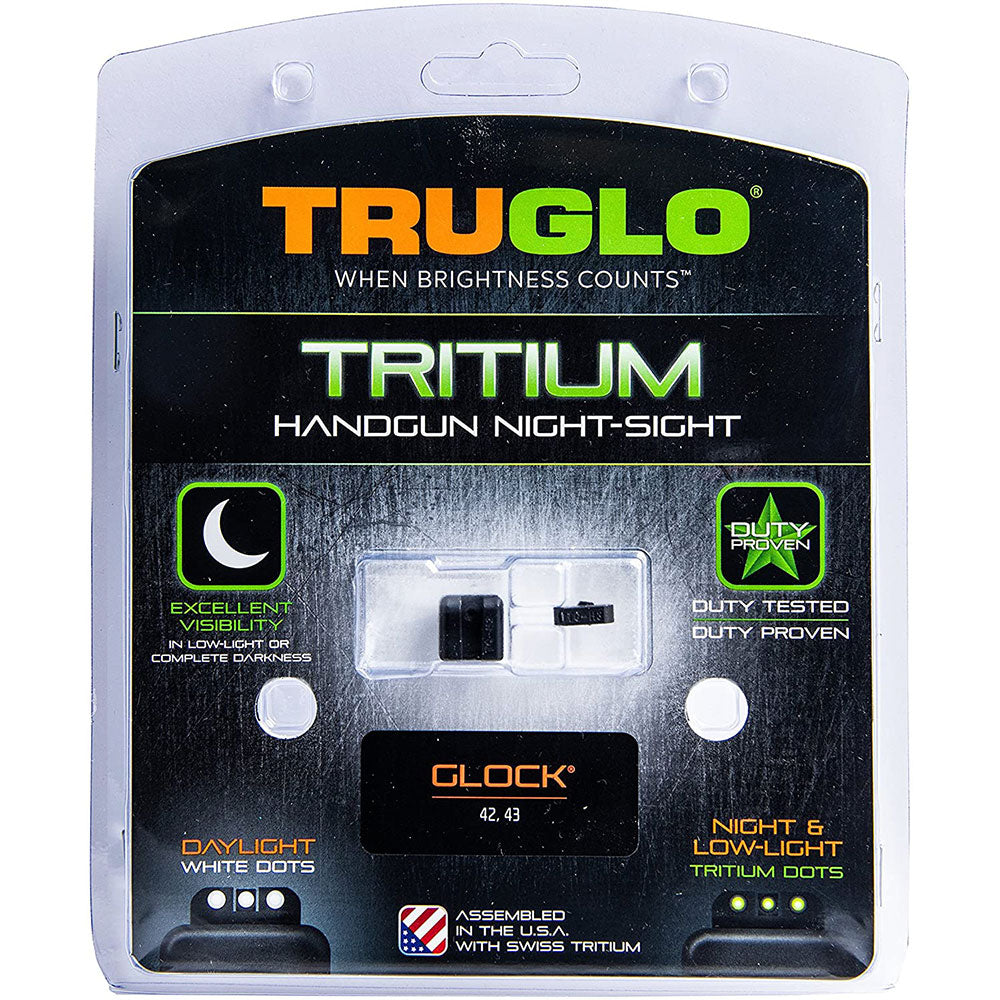 TruGlo Tritium Glow in the Dark Glock Pistol Handgun Sight Set, Glock 42 and 43 - VMInnovations