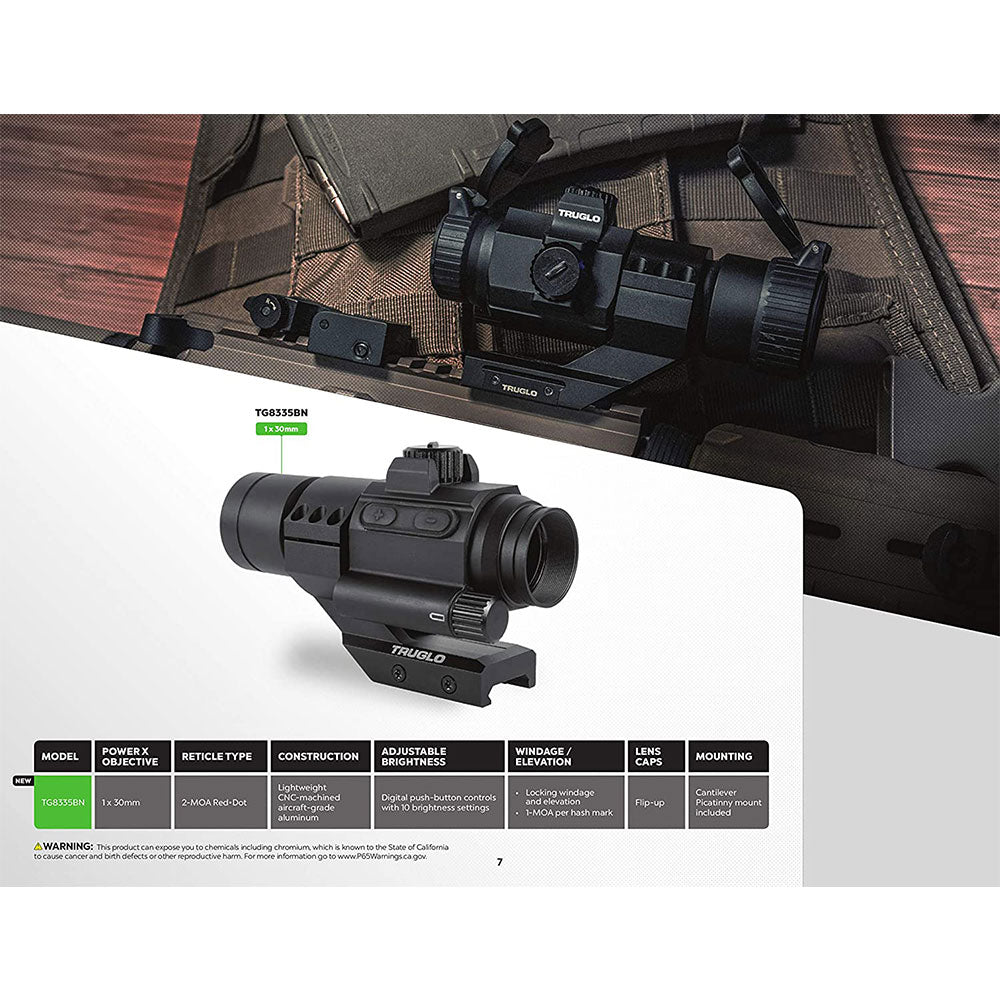 TruGlo Ignite Mini Compact Aluminum 30mm Red Dot Sight with Cantilever Mount - VMInnovations