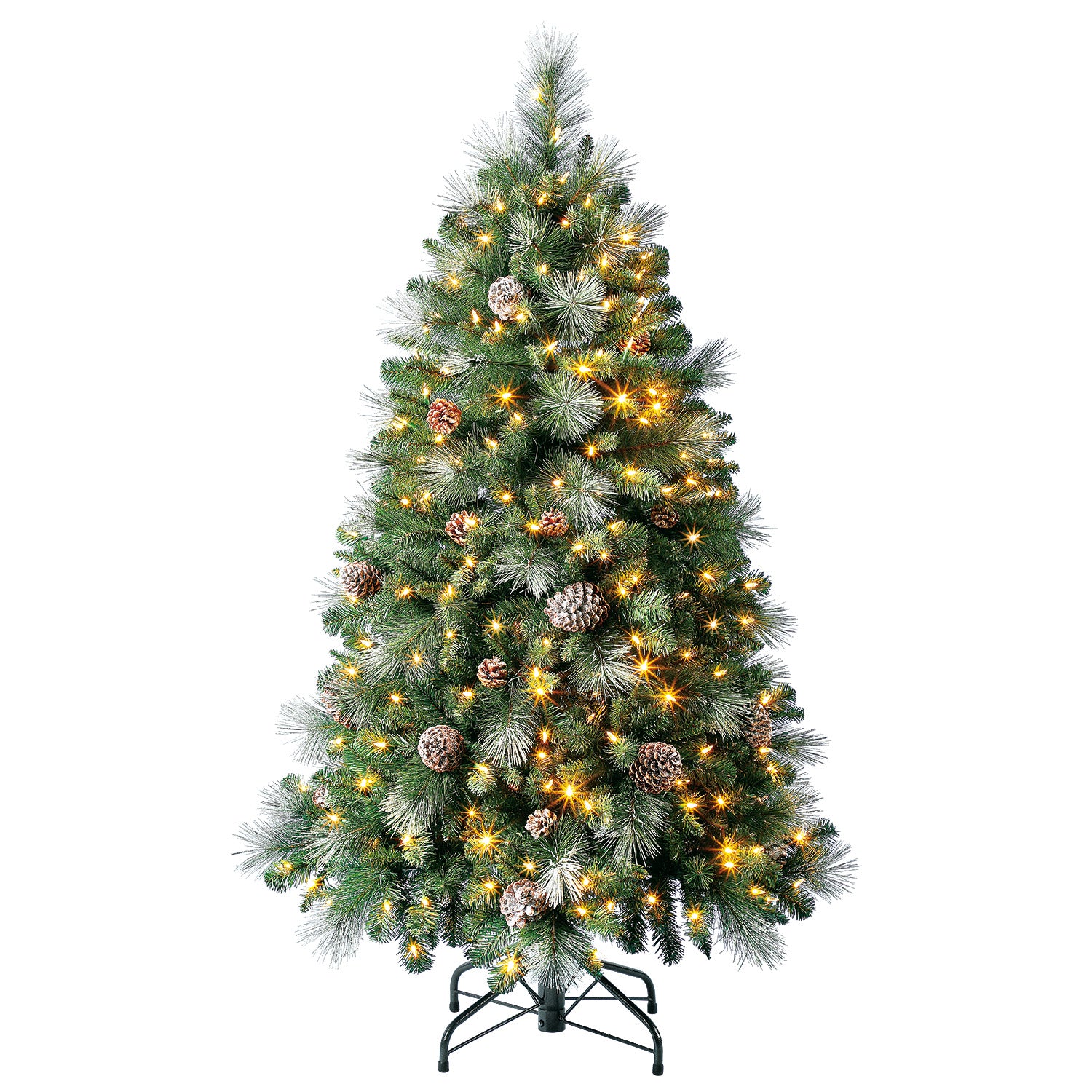 Home Heritage Lincoln 5' 300 Bulb Christmas Tree w/ Pine Cones & Glitter (Used) - VMInnovations