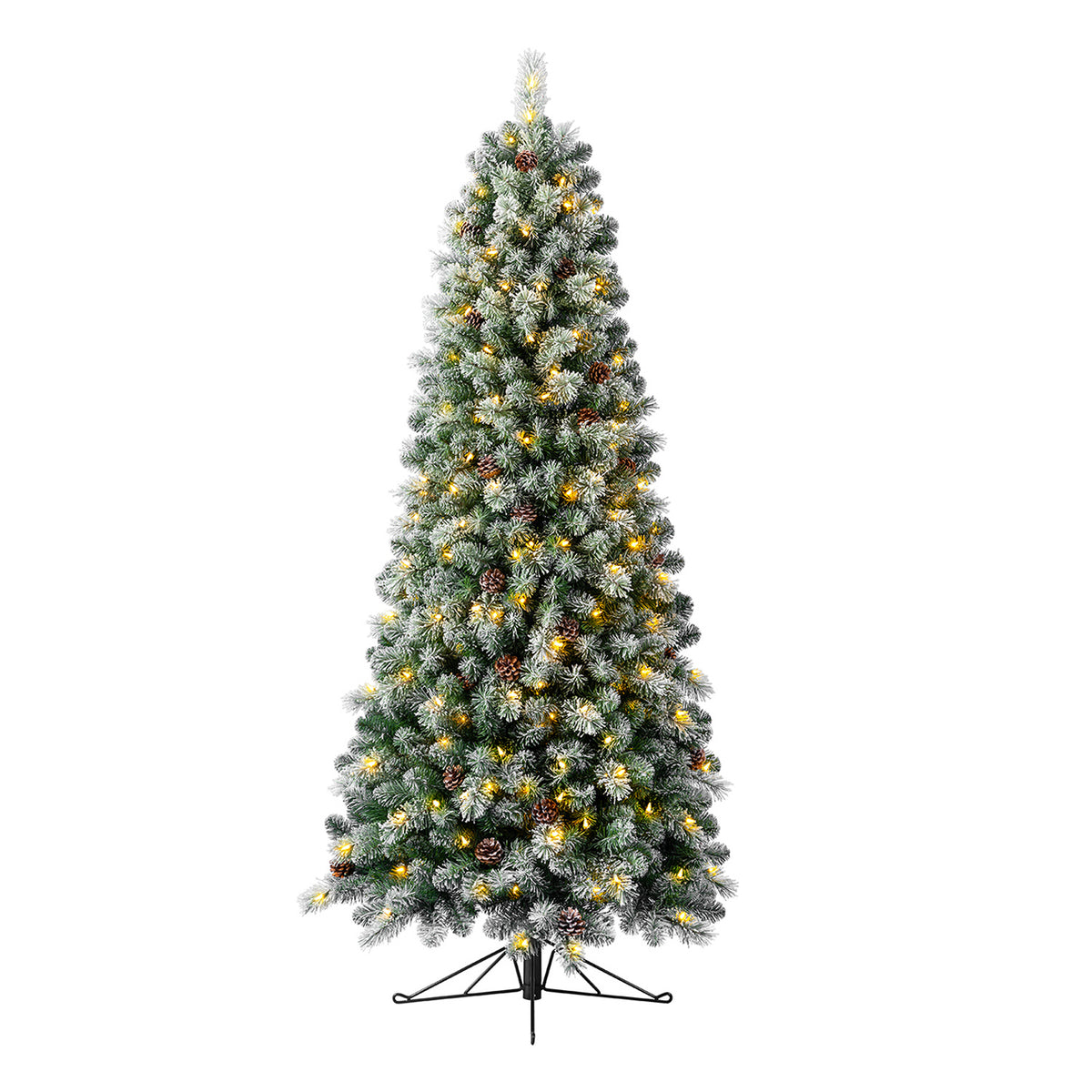 Evergreen 7ft LED Pre Lit Flocked Half Pine Artificial Christmas Tree (Open Box)