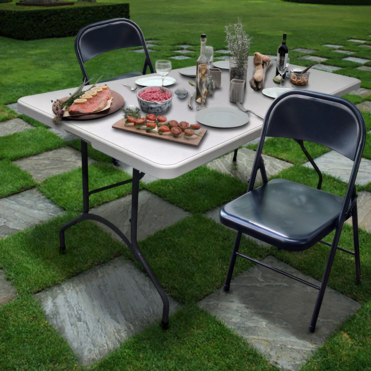 Plastic Development Group Commercial Party Heavy Duty Steel Folding Chair, Black - VMInnovations