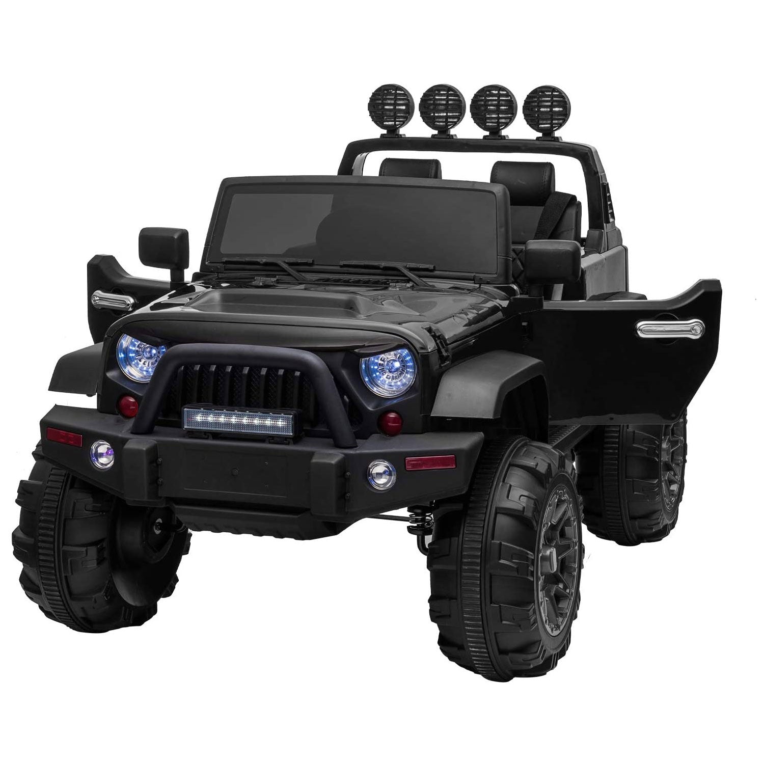 12V Kids Battery Powered 2 Speed Jeep Wrangler Ride On Toy, Black (Used)
