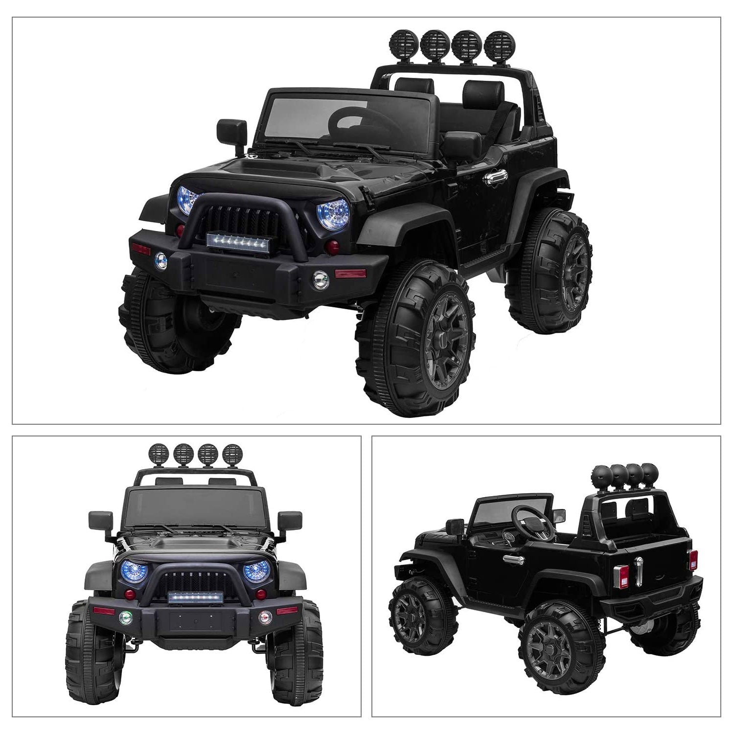 12V Kids Battery Powered 2 Speed Jeep Wrangler Ride On Toy, Black (Used)