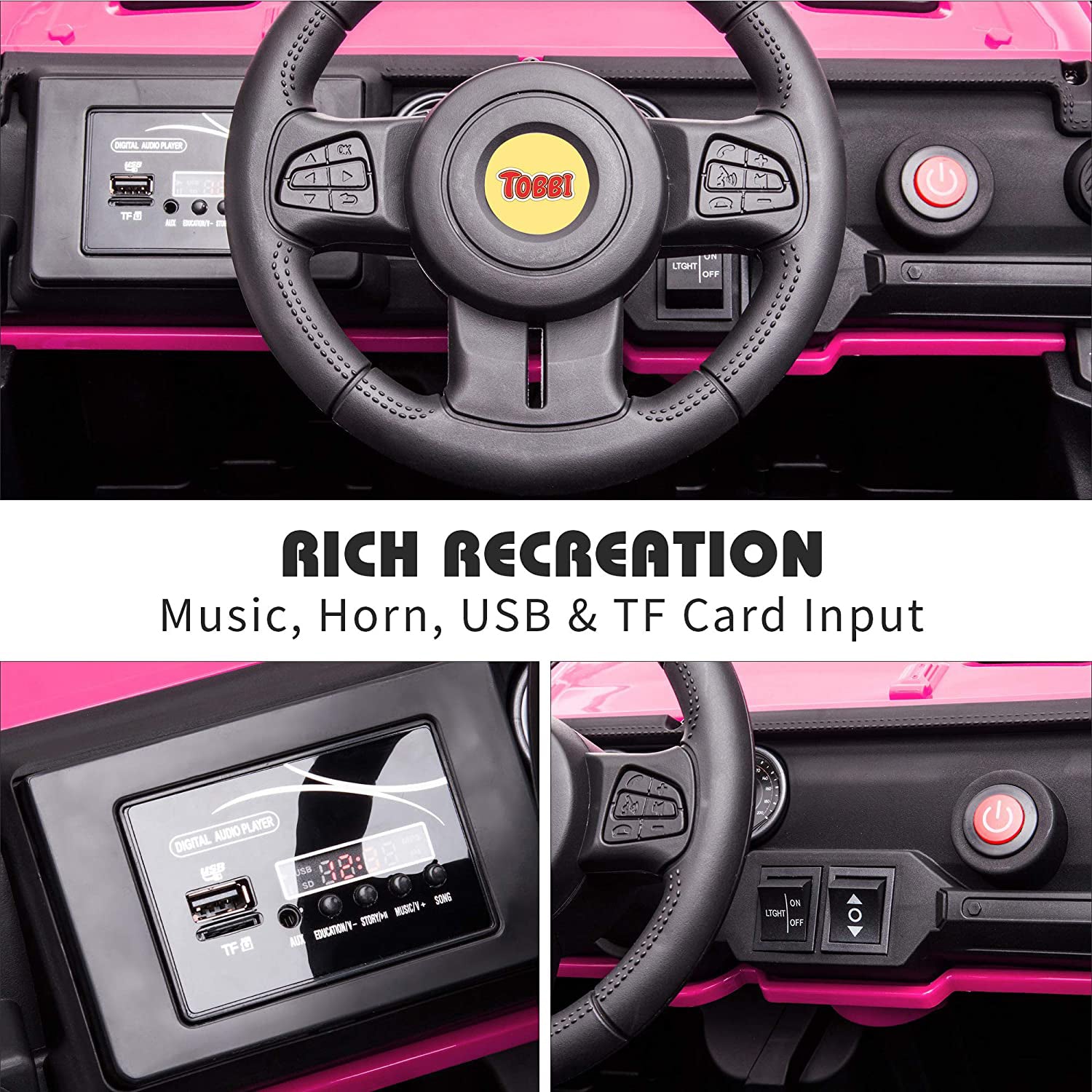 TOBBI 12 Volt Electric Remote Control Kids Toy Ride On Truck, Rose Red (Used) - VMInnovations