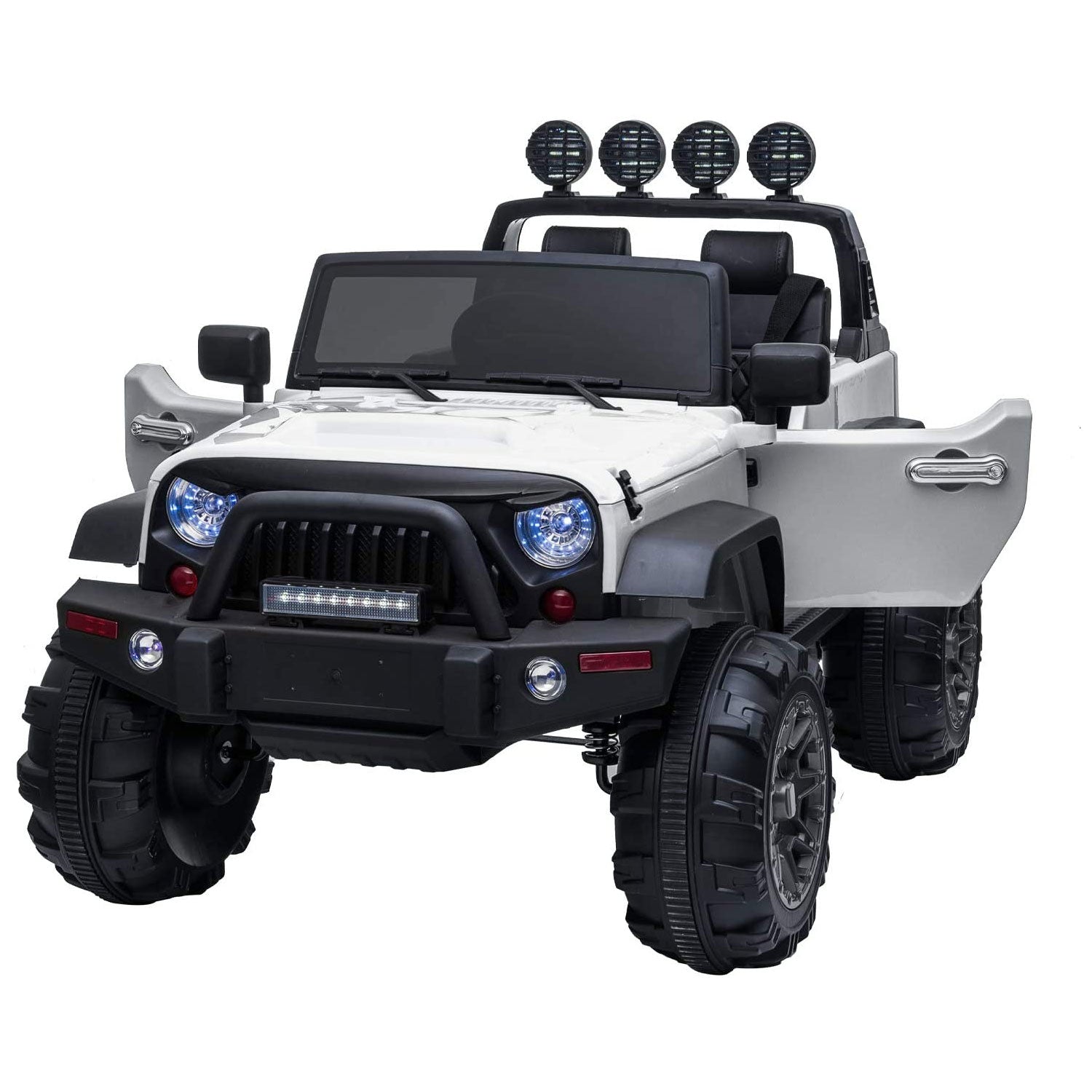 TOBBI 12V Battery Powered 2 Speed Jeep Wrangler Ride On Toy, White (Open Box)