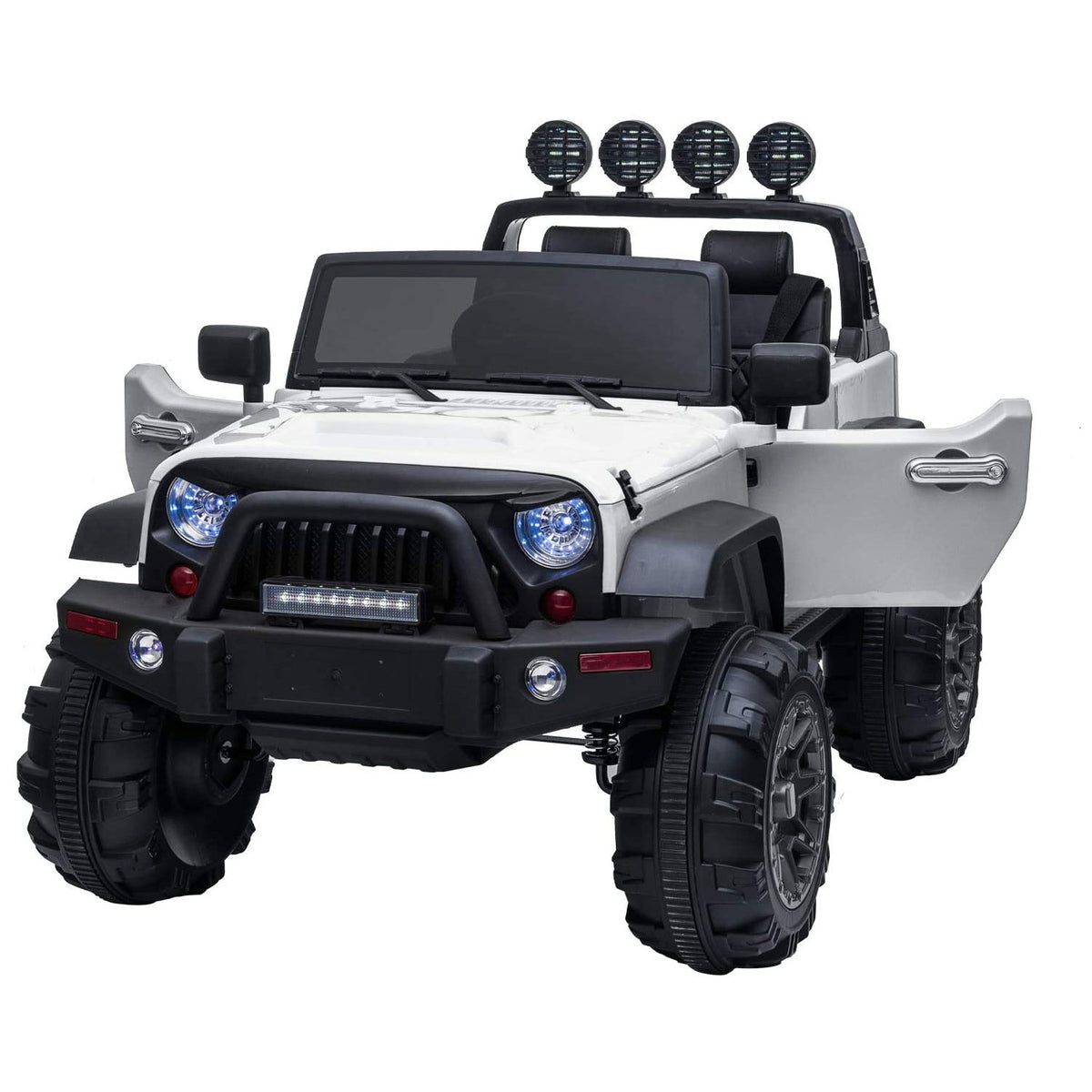 TOBBI 12V Battery Powered 2 Speed Jeep Wrangler Ride On Toy, White (For Parts)