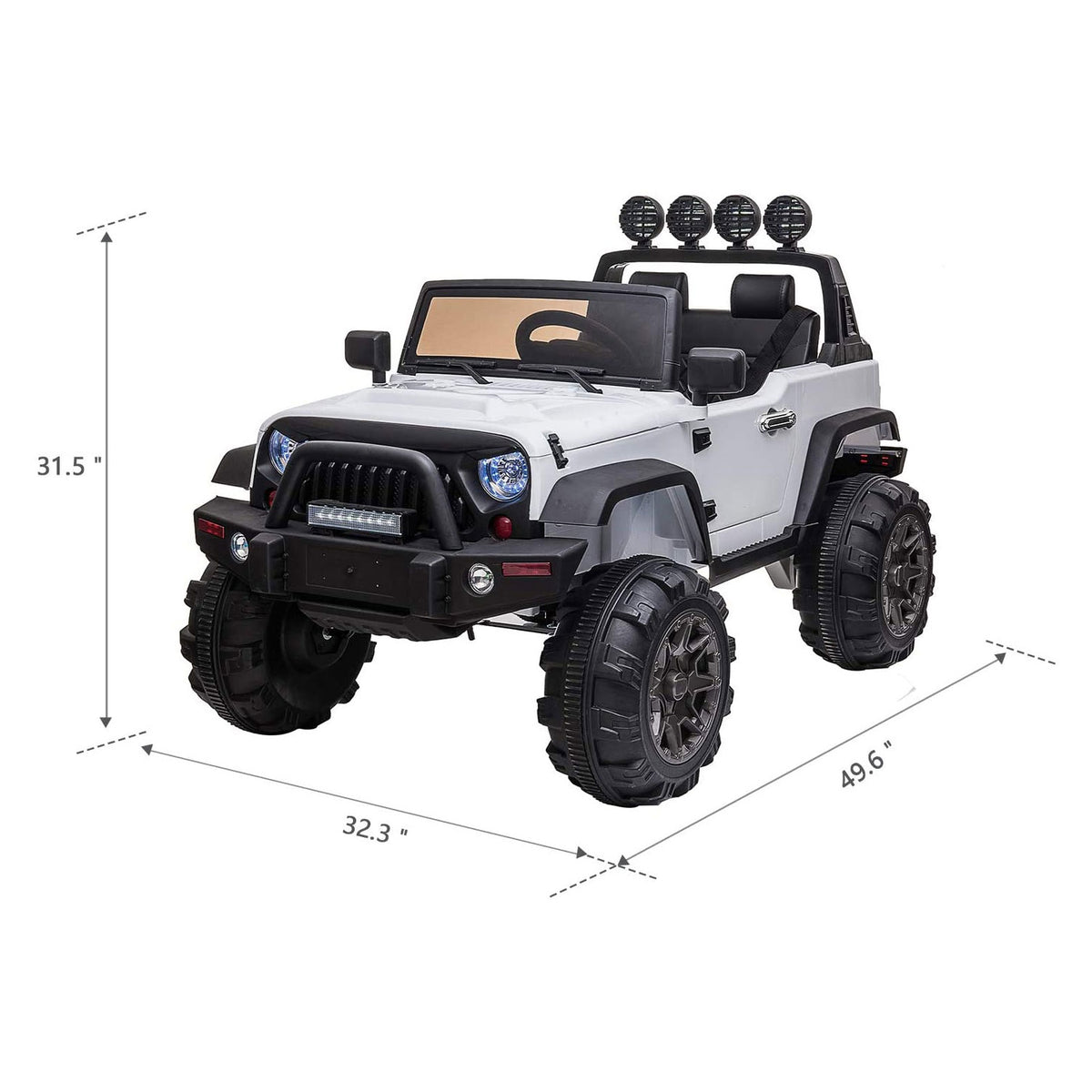 TOBBI 12V Battery Powered 2 Speed Jeep Wrangler Ride On Toy, White (Open Box)