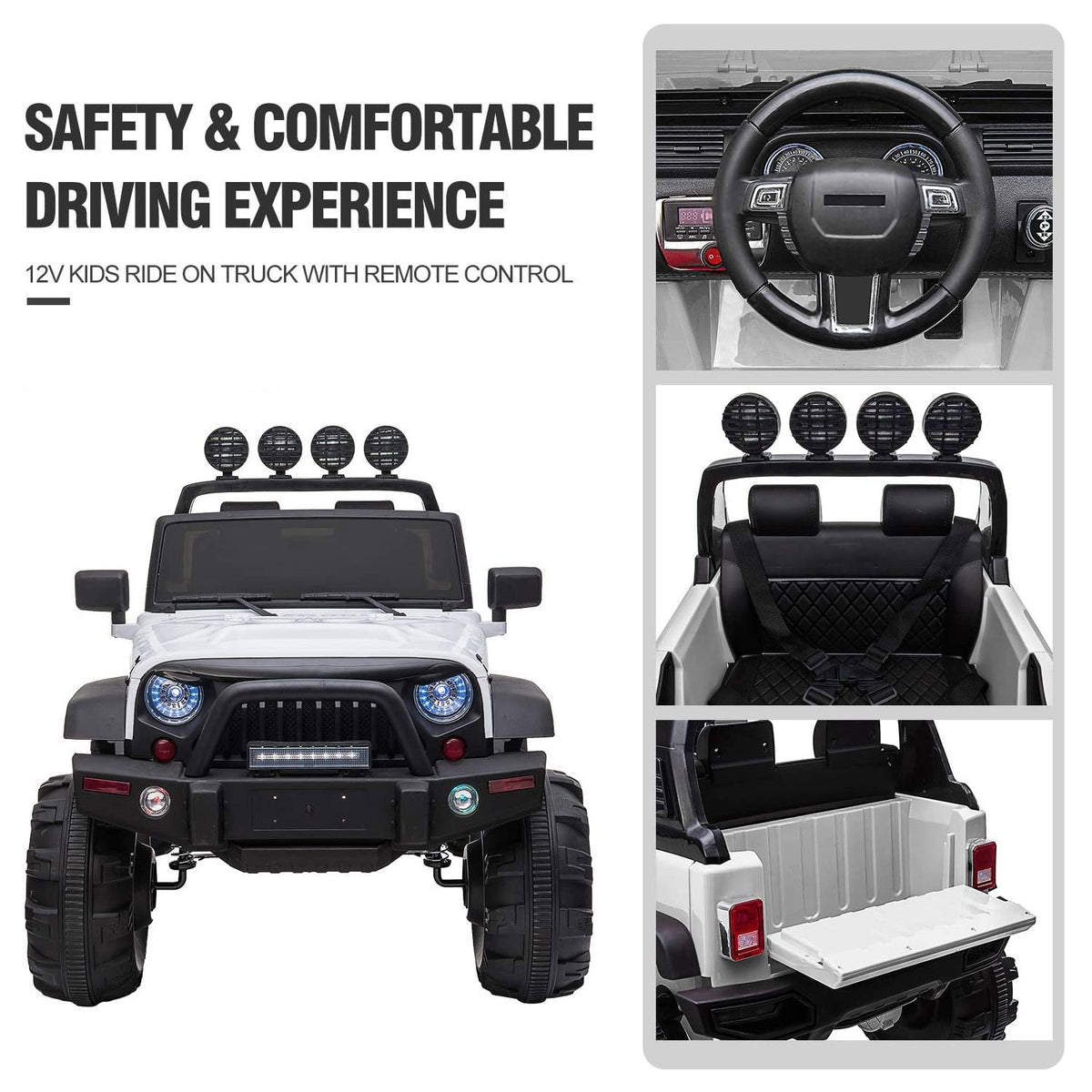 TOBBI 12V Kids Battery Powered 2 Speed Jeep Wrangler Ride On Toy, White (Used)