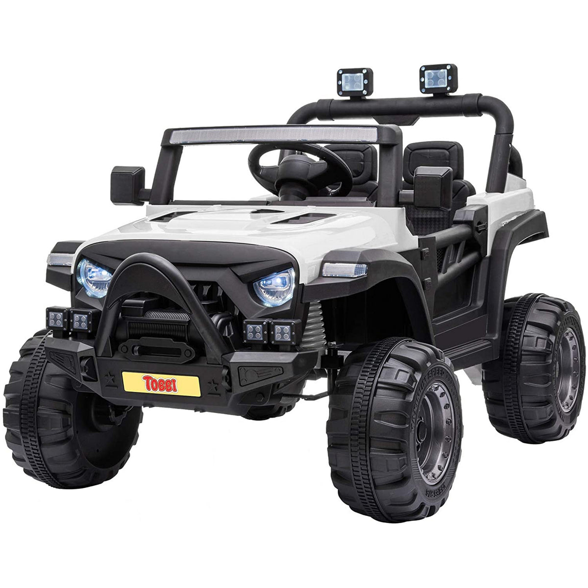 TOBBI 12 Volt Electric Remote Control Kids Toy Fun Vehicle Ride On Truck, White