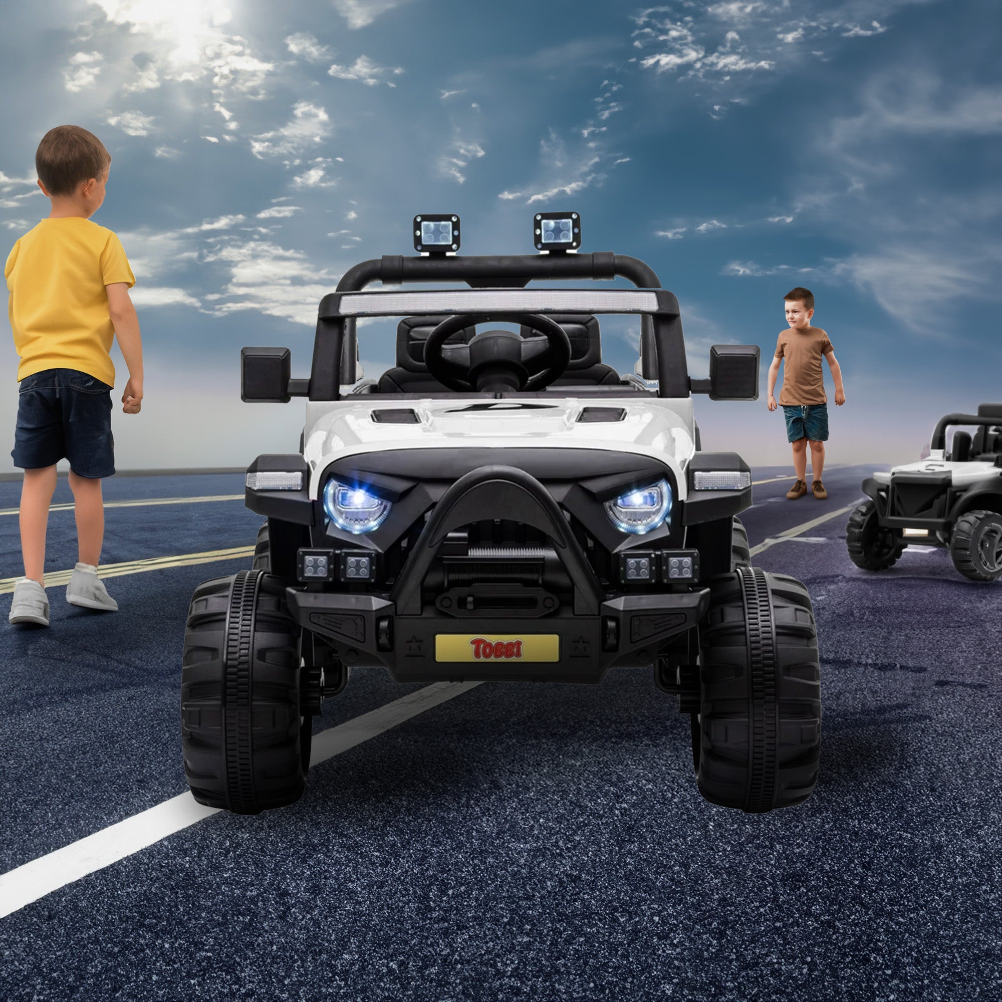 TOBBI 12V Electric Remote Kids Toy Fun Vehicle Ride On Truck, White (For Parts) - VMInnovations
