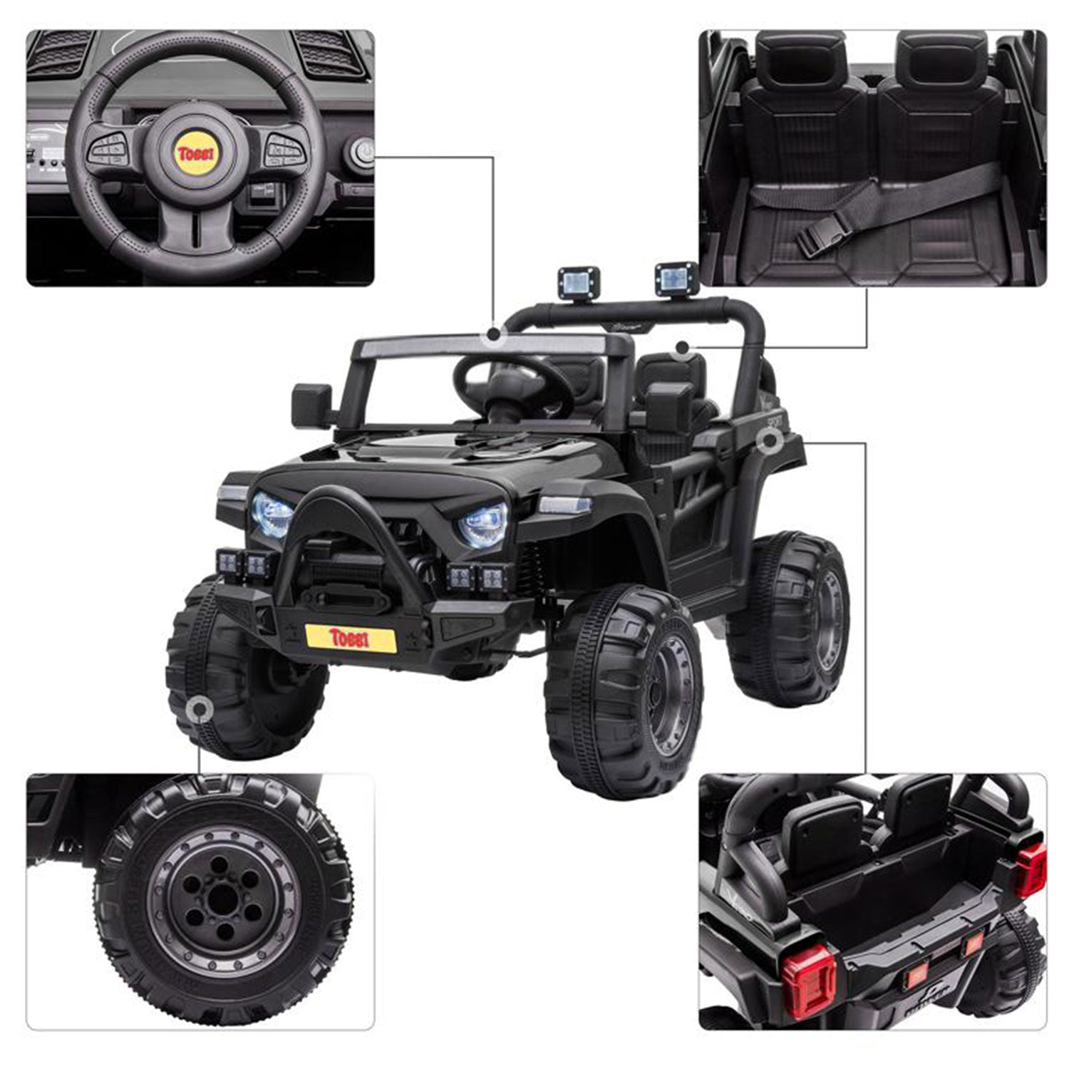 TOBBI 12V Kids Electric Ride On 3 Speed Toy SUV Truck Car, Black (Open Box) - VMInnovations