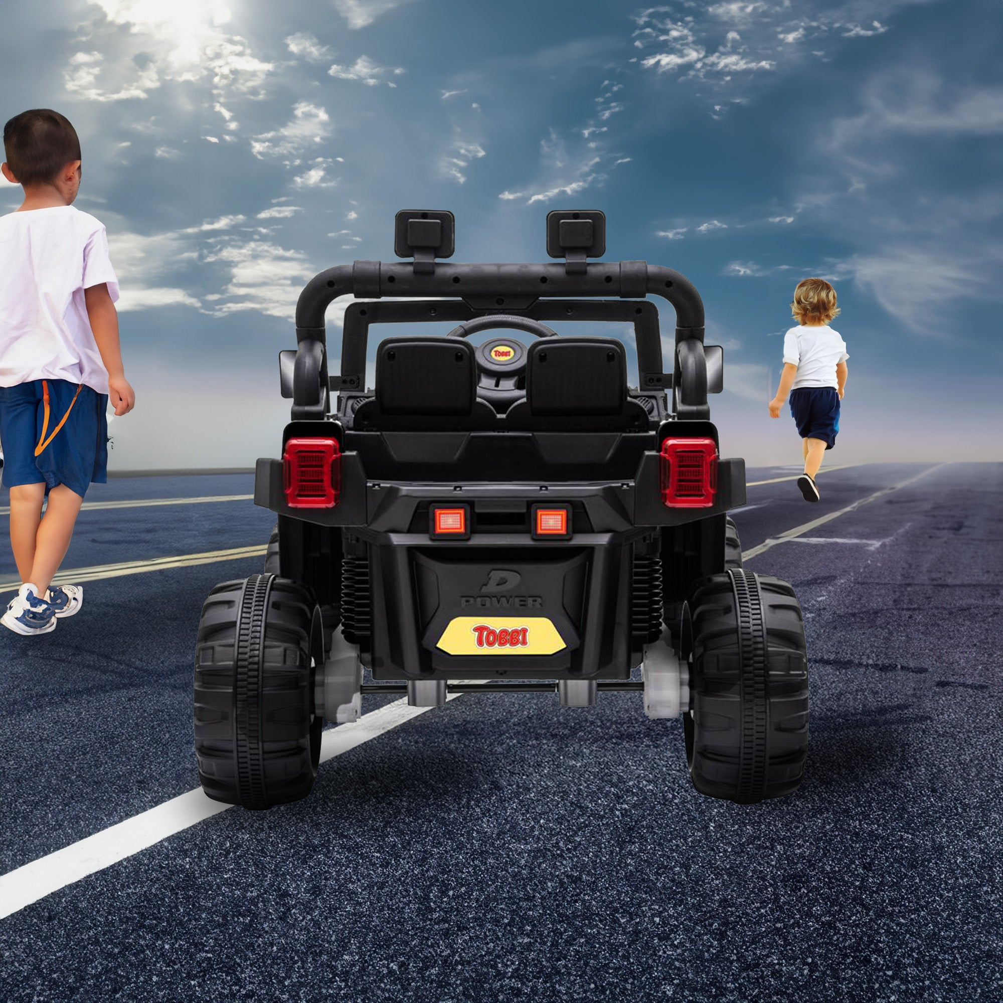 TOBBI 12V Kids Electric Battery-Powered Ride On 3 Speed Toy SUV Truck Car, Black - VMInnovations