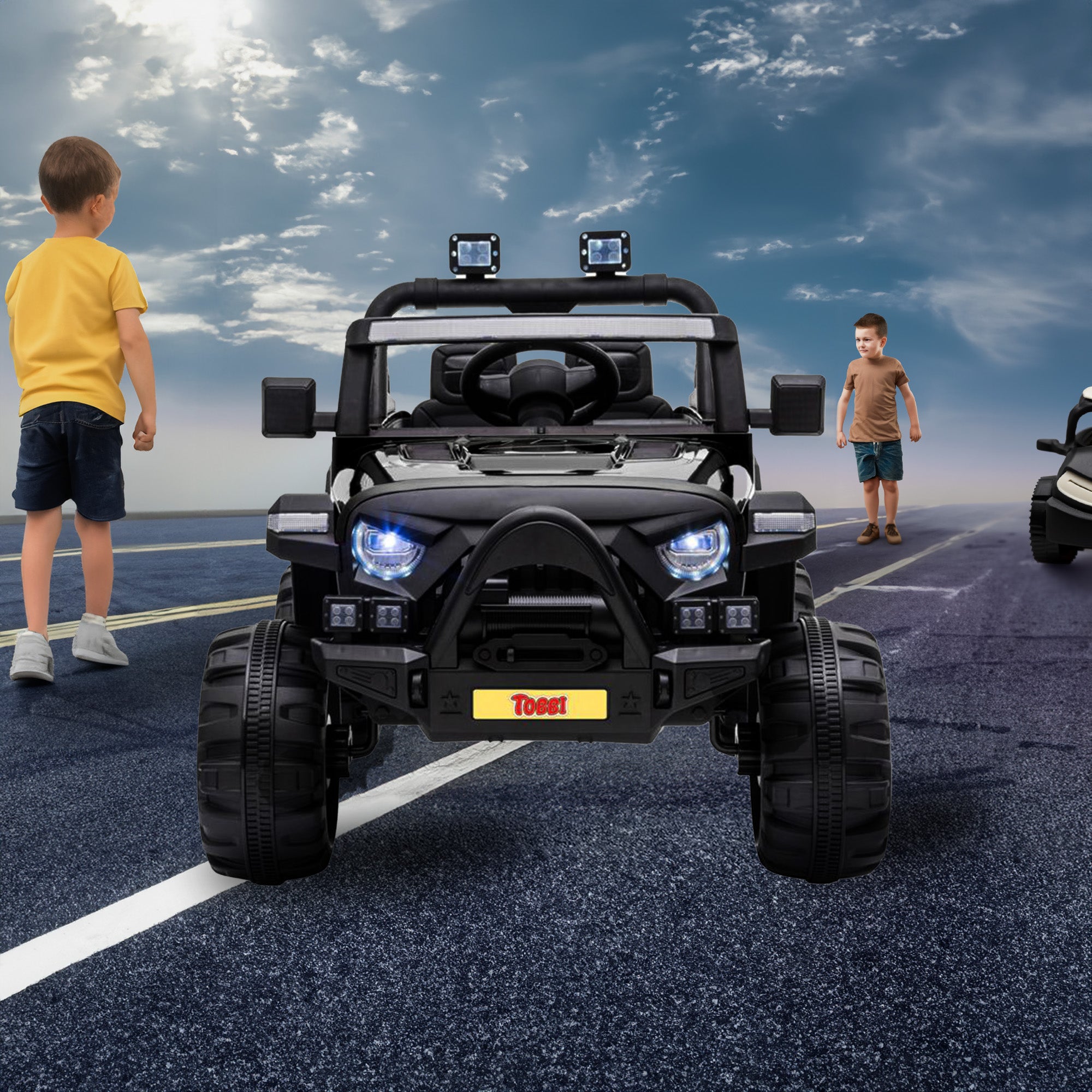 TOBBI 12V Kids Electric Ride On 3 Speed Toy SUV Truck Car, Black (Open Box) - VMInnovations