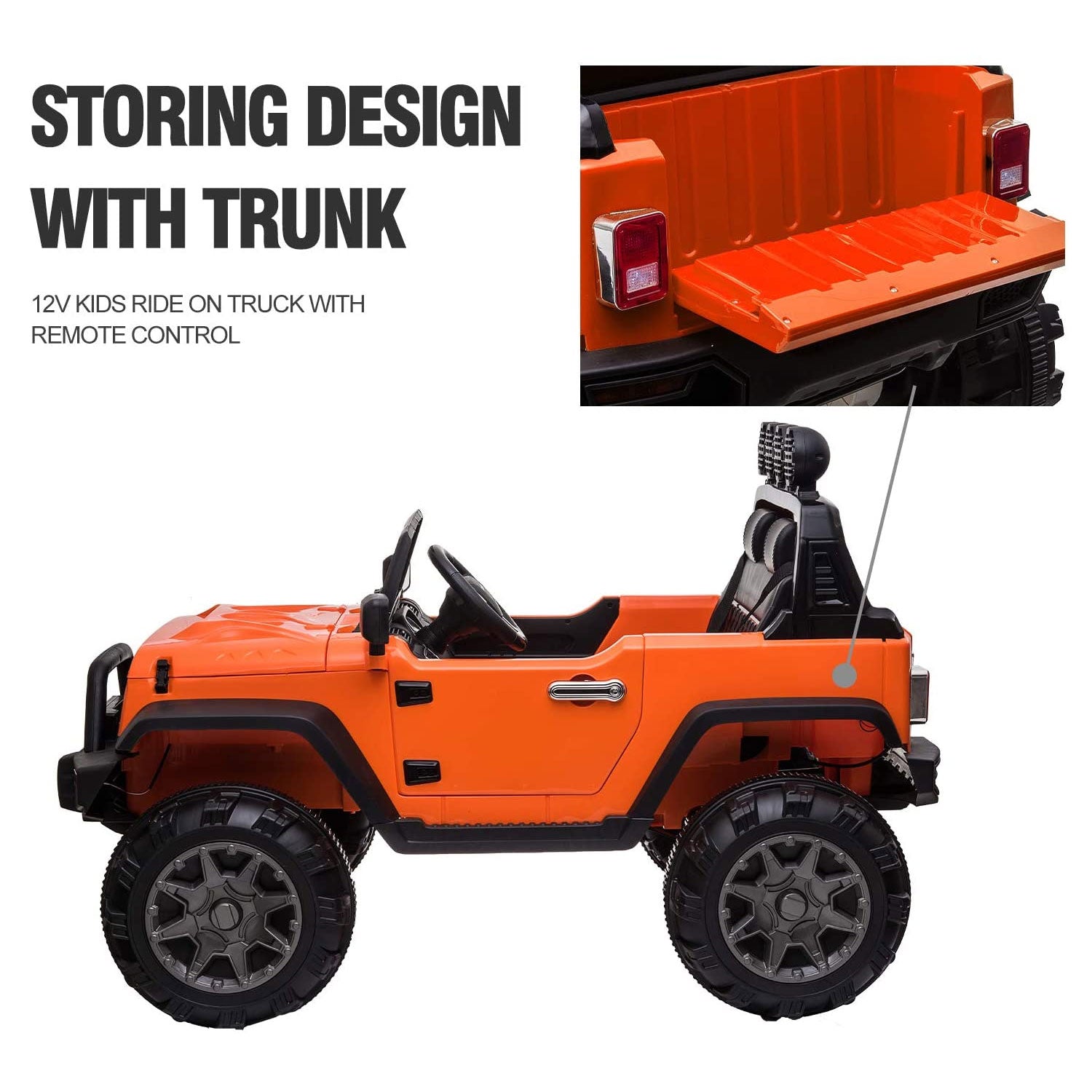 TOBBI 12V Kids Electric Battery Powered 2 Speed Open Top SUV Ride On Toy Orange