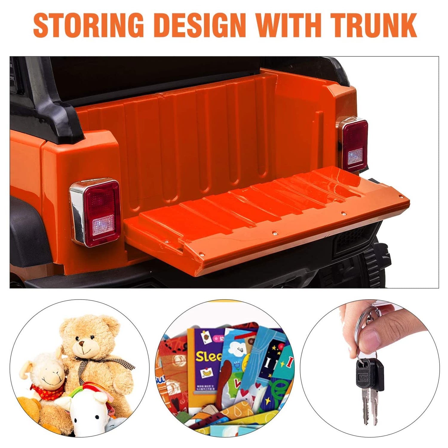 TOBBI 12V Kids Electric Battery Powered 2 Speed Open Top SUV Ride On Toy Orange