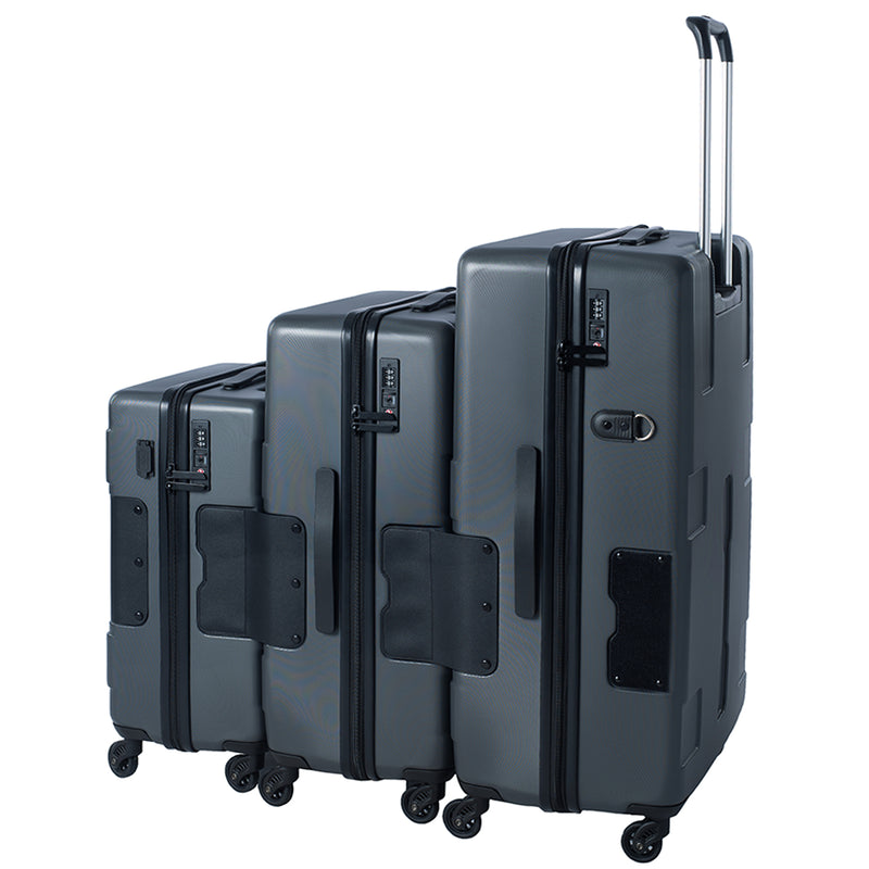 TACH V3 3 Piece Hard Shell Rolling Suitcase Luggage Set w/ Wheels, Gray (Used)