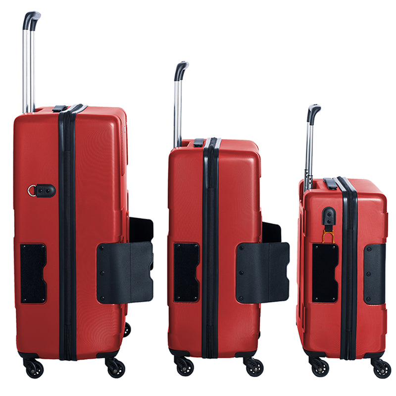 TACH V3 3 Piece Hard Shell Rolling Suitcase Luggage Set w/ Wheels, Red (Used)