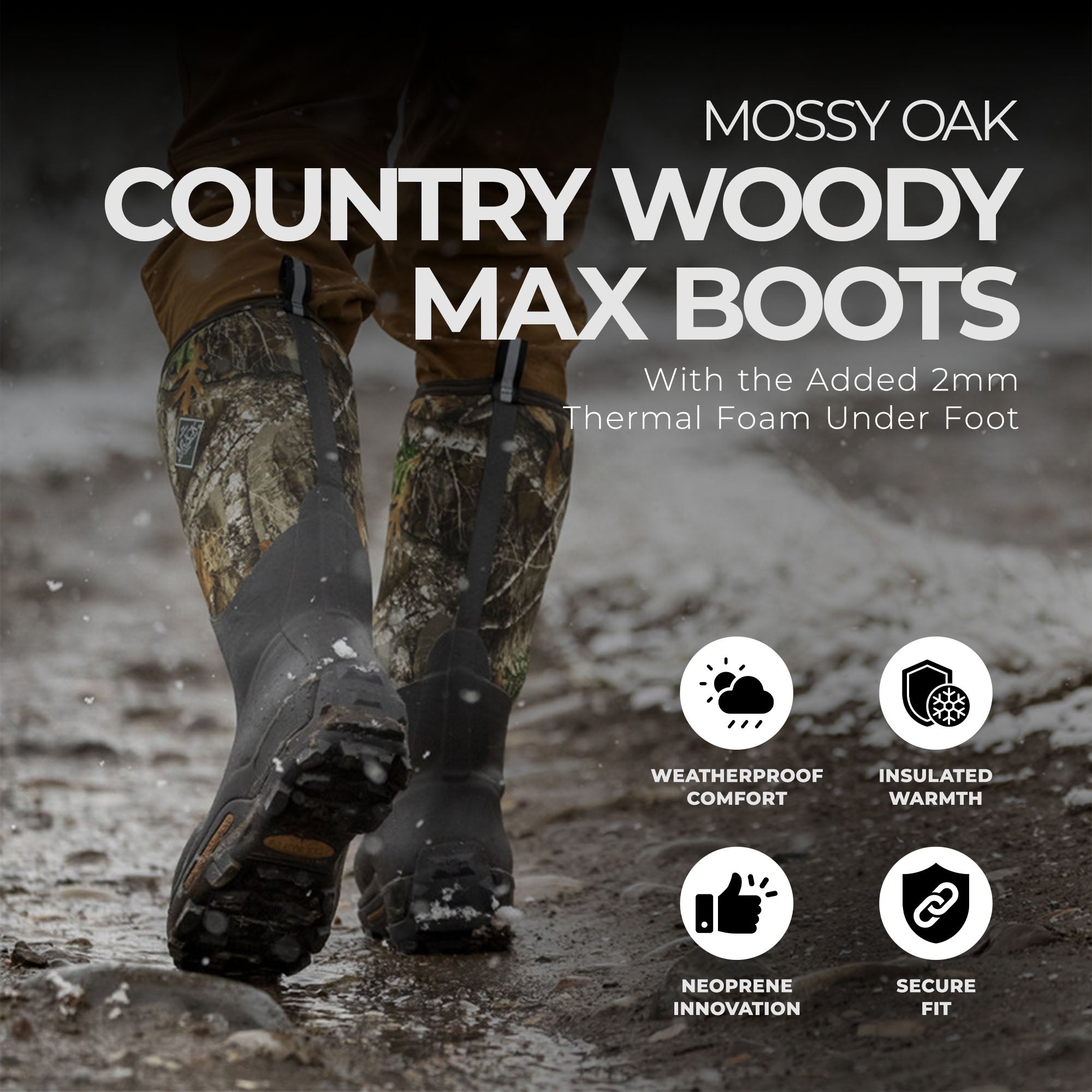The Original Muck Boot Company Men's Size 8 Mossy Oak Country Woody Max Boots - VMInnovations