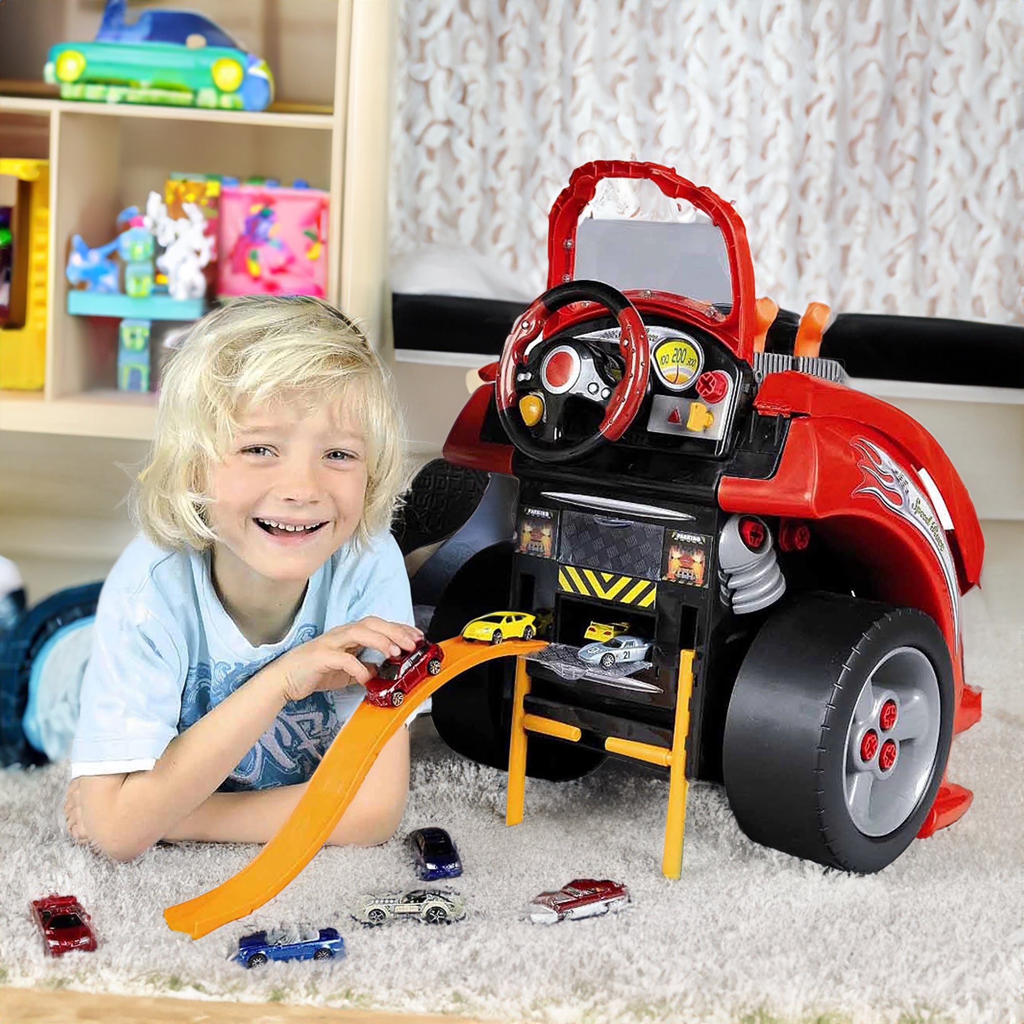 Theo Klein Interactive Toy Car and Engine Service Station Play Set (Open Box) - VMInnovations