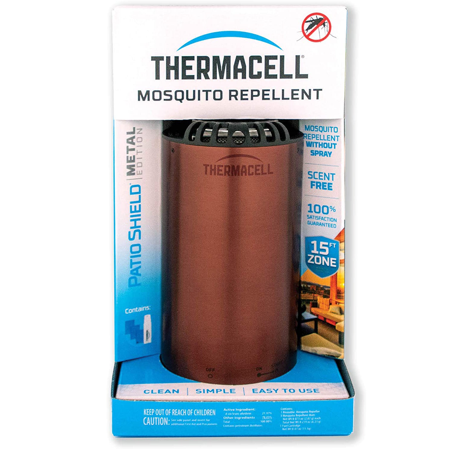 Thermacell Patio Shield Portable No Spray Bug Mosquito Repellent, Metal Edition
