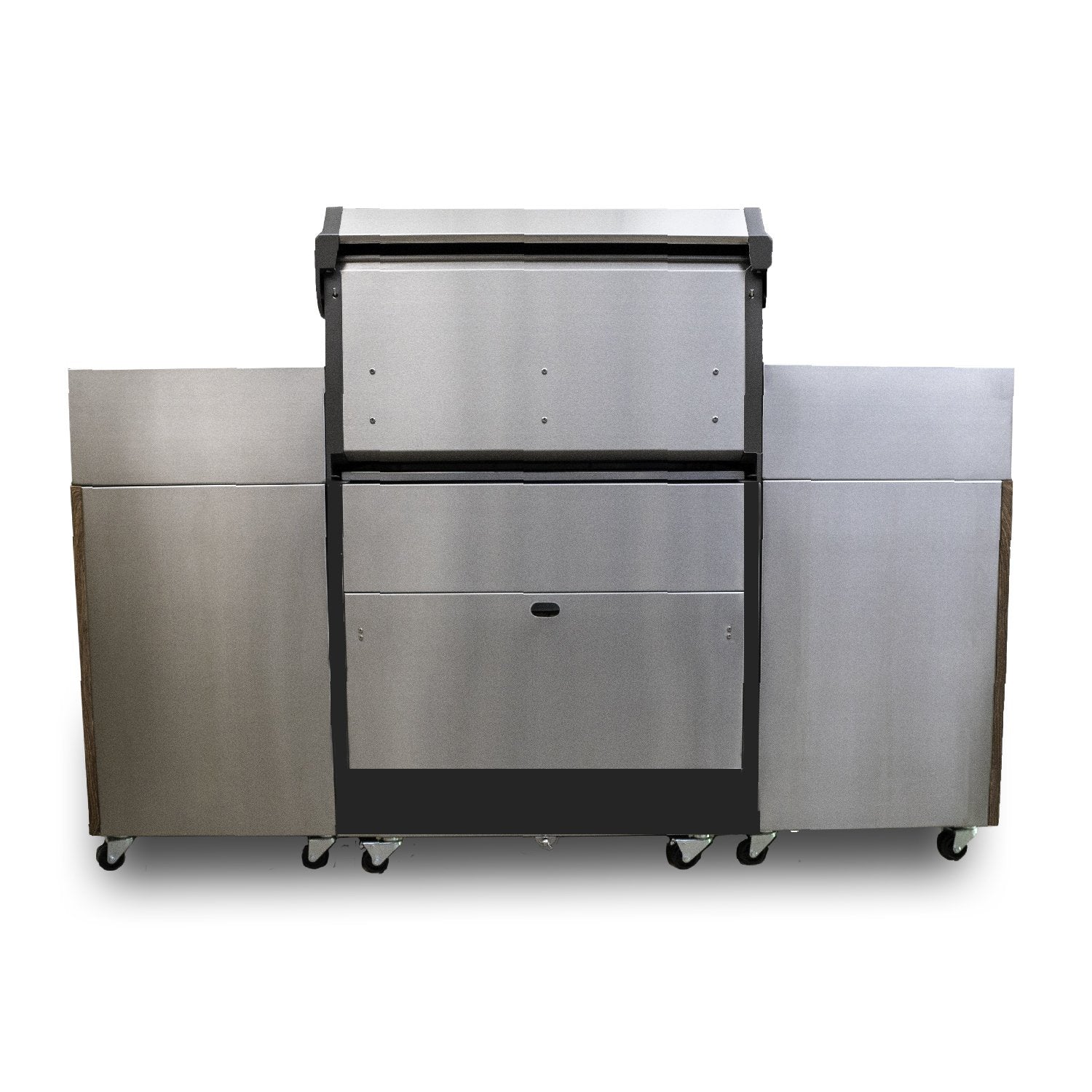 TYTUS Ash Stacked Stone Liquid Propane 4 Burner Stainless Steel Grill Island - VMInnovations