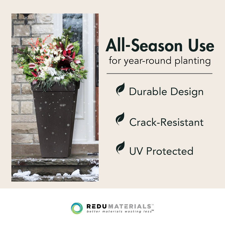 Tierra Verde Symphony Self Watering Square Planter, 15"W x 28"H, Black