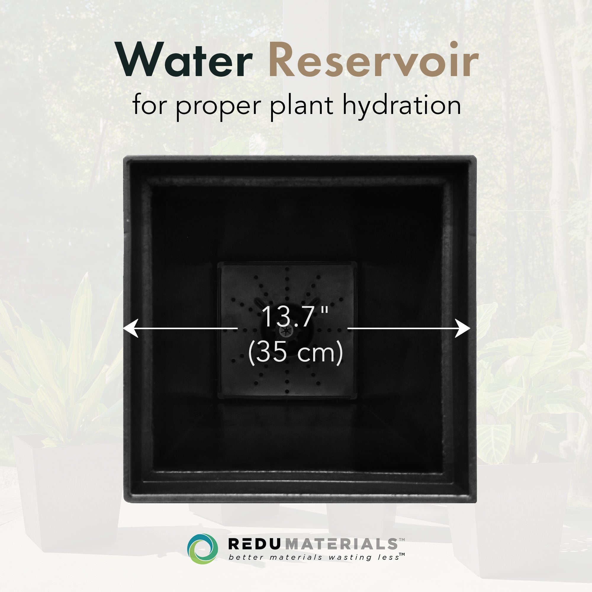 Tierra Verde Symphony Self Watering Square Planter, 15"W x 28"H, Black