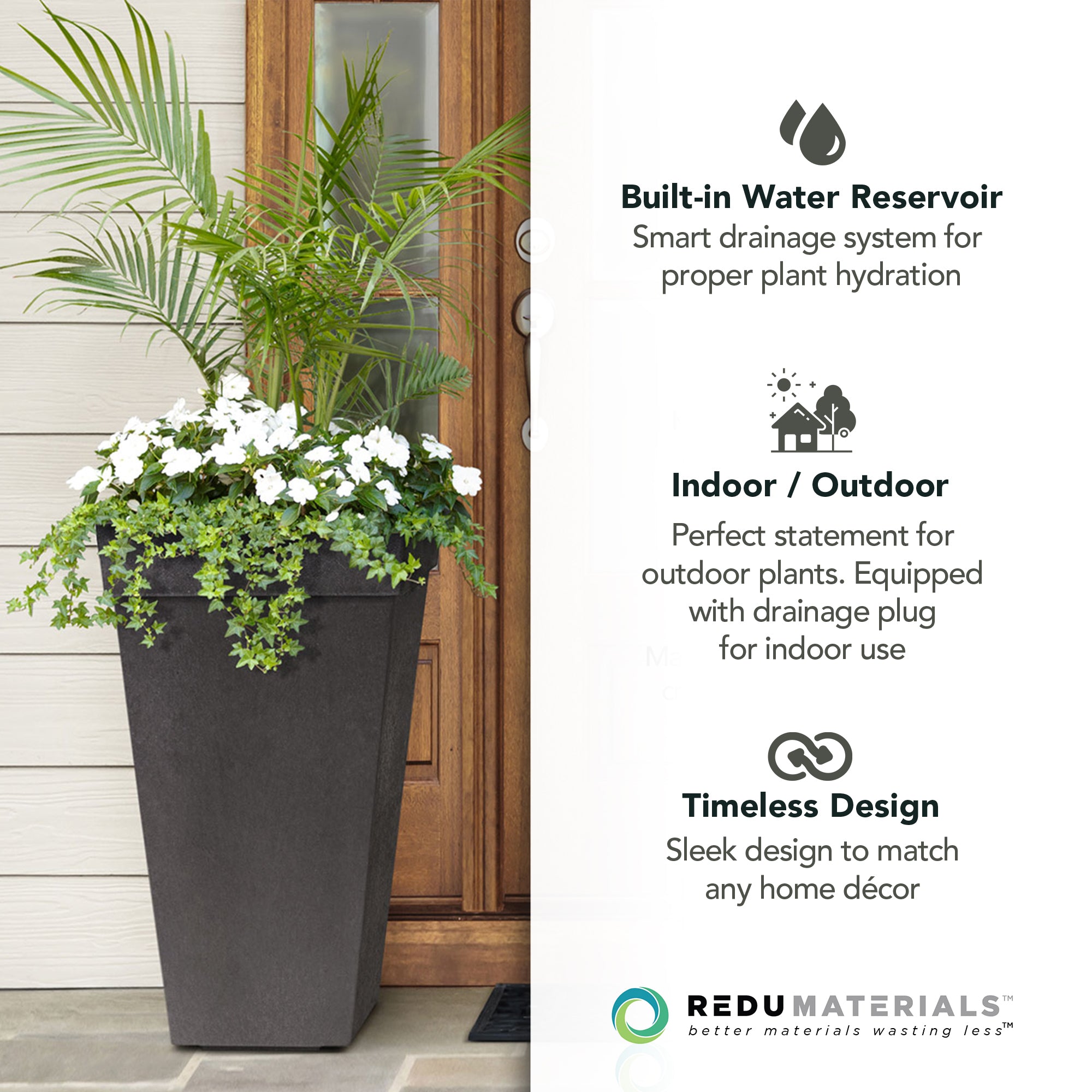 Tierra Verde 2pk Self Watering Planter, Symphony, 15"W x 28"H (Used) - VMInnovations