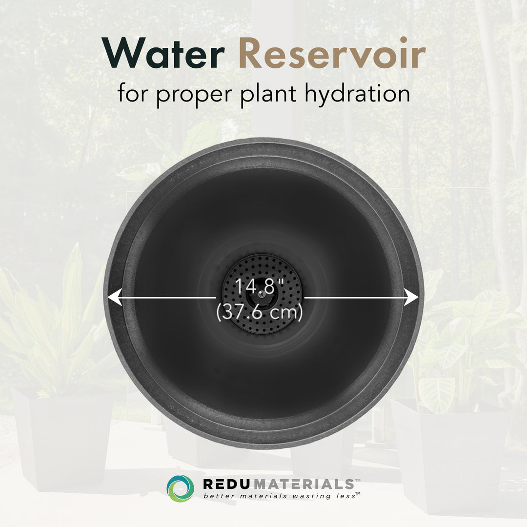 Tierra Verde Aria Indoor Outdoor Self Watering Tall Planter, 15"W x 26"H, Black - VMInnovations