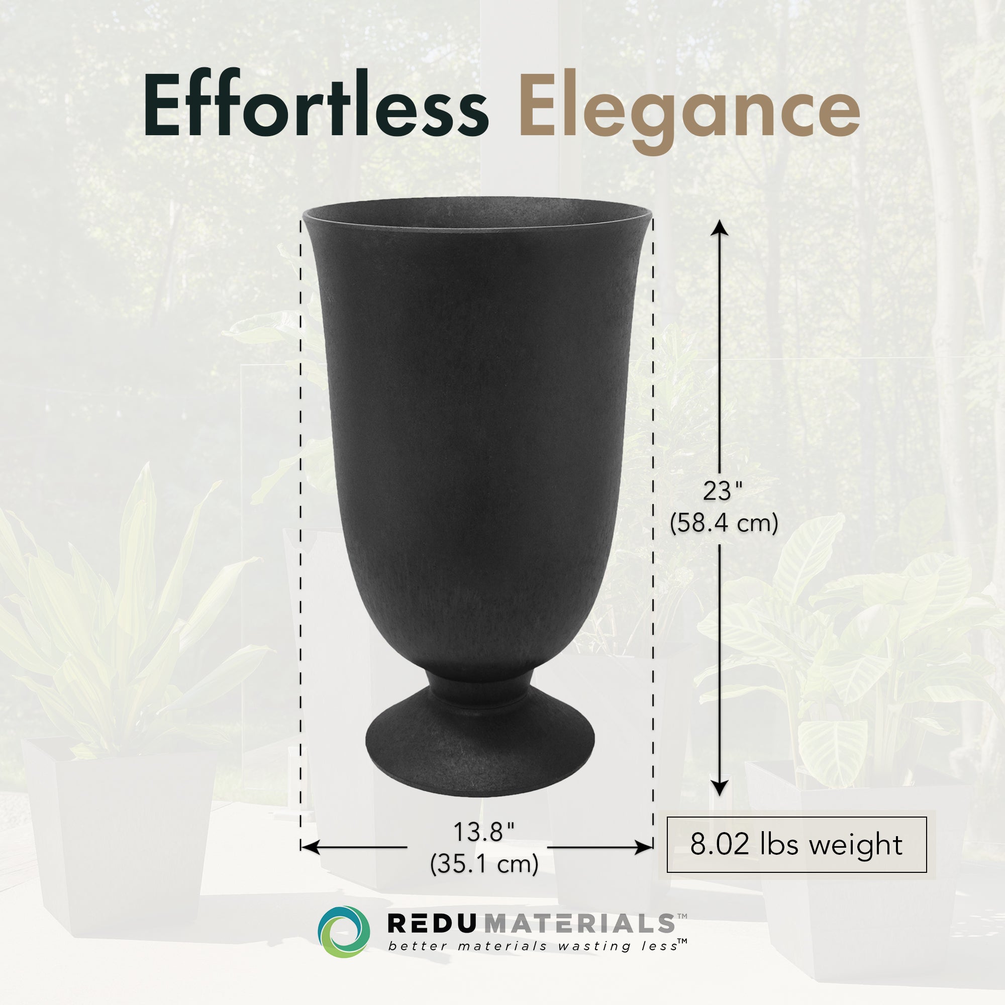 Tierra Verde Indoor Outdoor Self Watering Urn Planter, 14"W x 23"H Black (Used) - VMInnovations