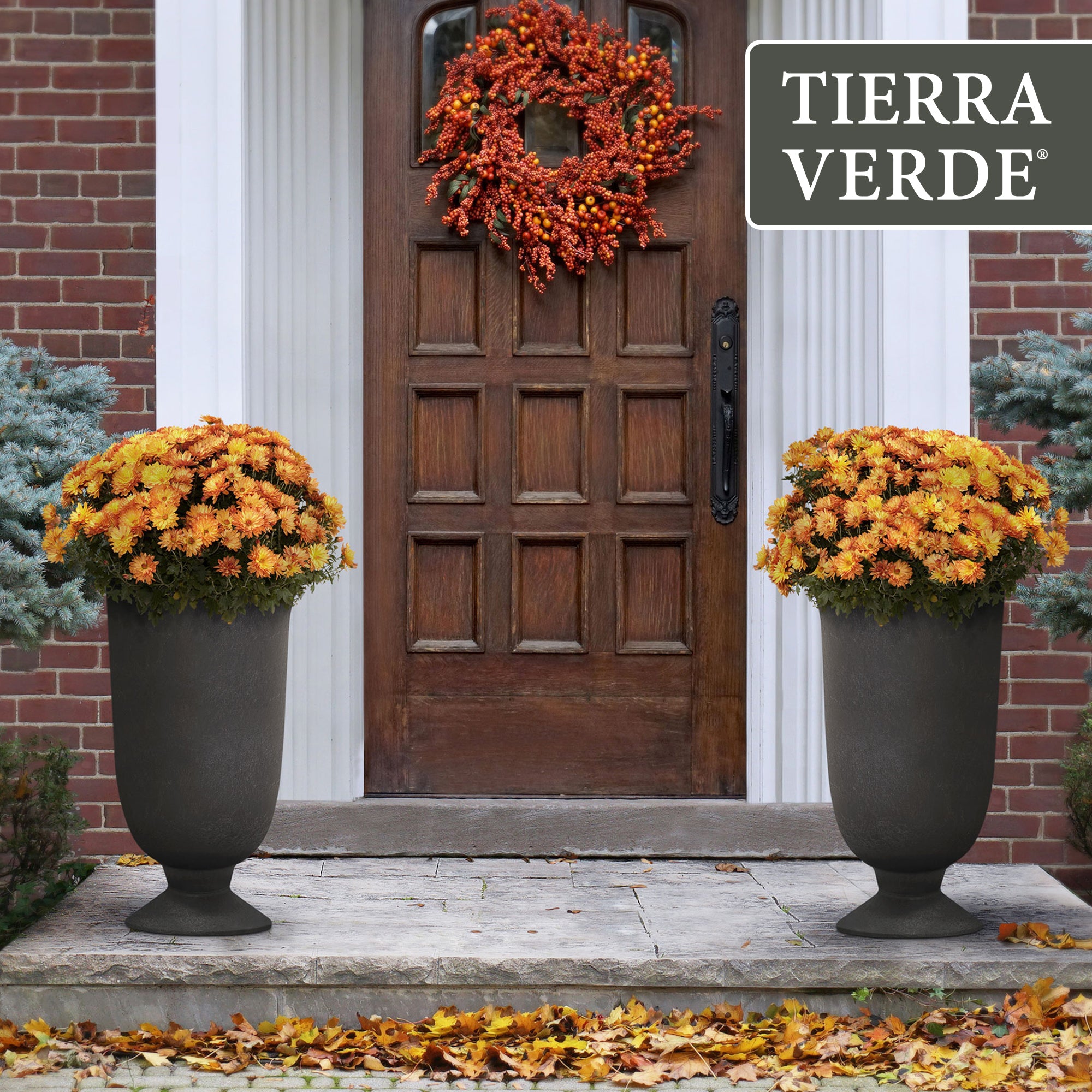 Tierra Verde Indoor Outdoor Self Watering Urn Planter, 14"W x 23"H Black (Used) - VMInnovations