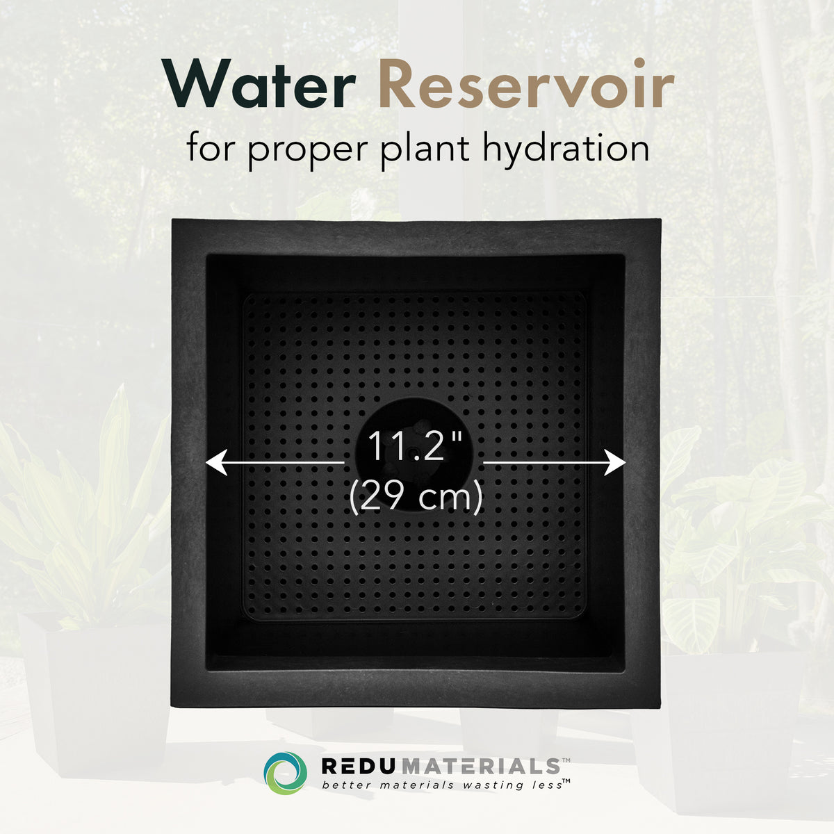 Tierra Verde Citadel Horizon Self Watering Square Planter, 13.5"W x 14"H, Black
