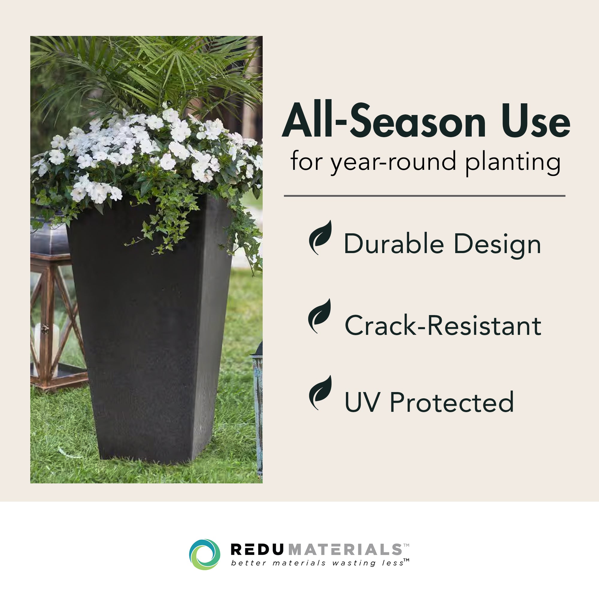 Tierra Verde 2 Pack Indoor Outdoor 28 Inch Self Watering Planters, Sonata, Black - VMInnovations