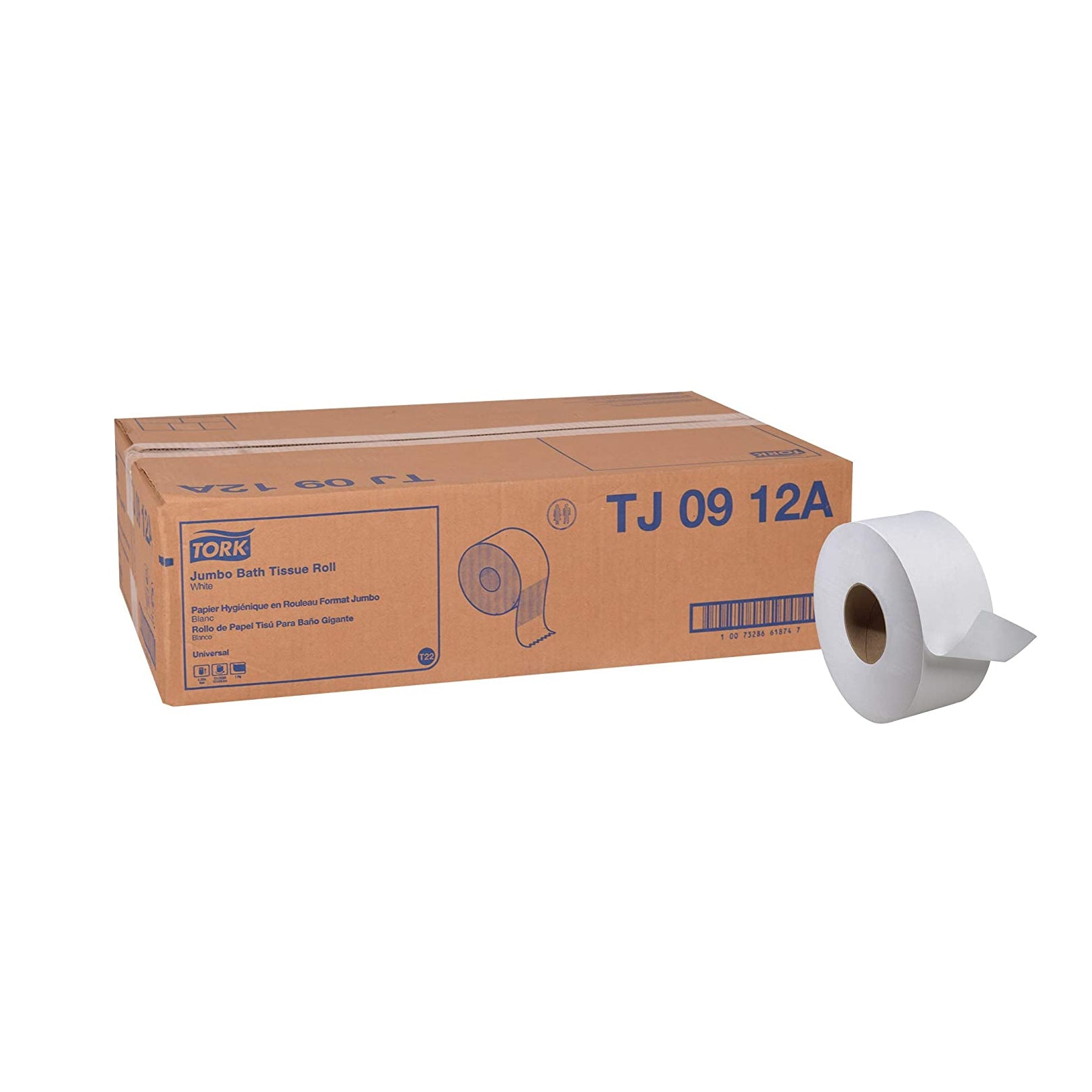 Tork TJ0912A Universal 1-Ply Jumbo Bath Tissue Roll Dispenser Refill (12 Pack)