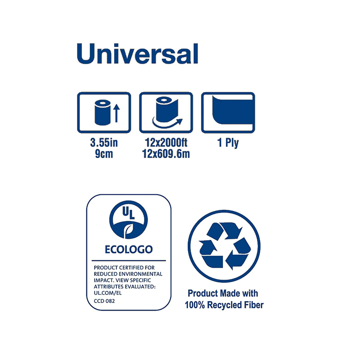 Tork TJ0912A Universal 1-Ply Jumbo Bath Tissue Roll Dispenser Refill (12 Pack)