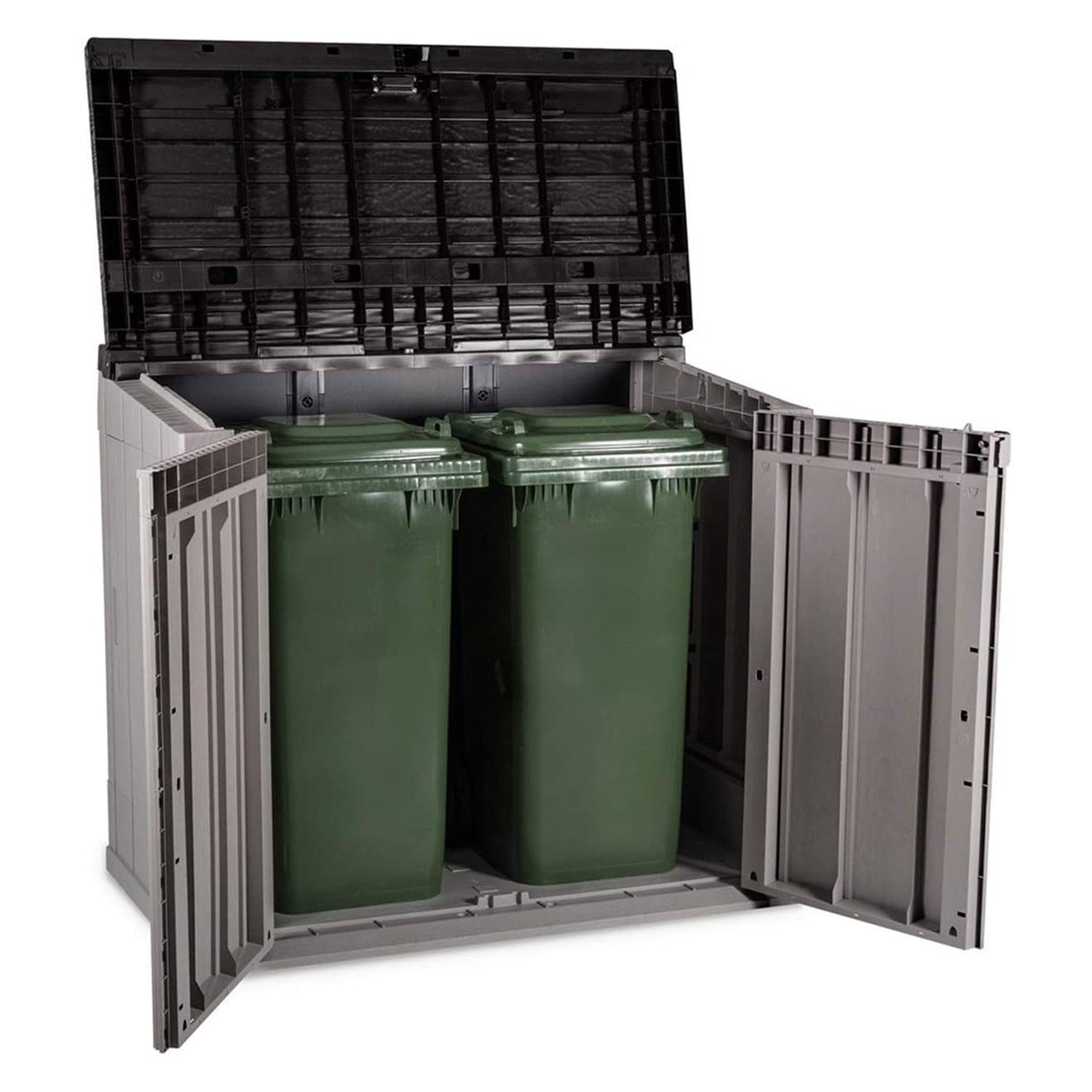 Toomax Stora Way Plastic 2 Door Top Lid Shed Cabinet Taupe Grey Brown (Open Box) - VMInnovations