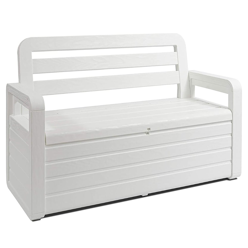 Toomax Foreverspring Deck Patio Garden Storage Box Chest Bench, 70 Gallon White (Refurbished)