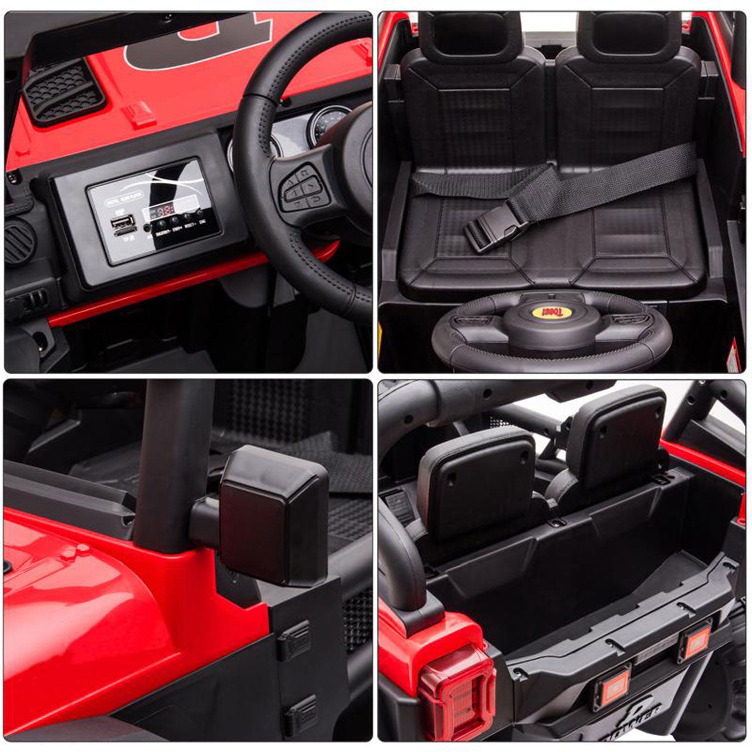 TOBBI 12V Kids Electric Battery-Powered Ride On 3 Speed Toy SUV Truck Car, Red - VMInnovations