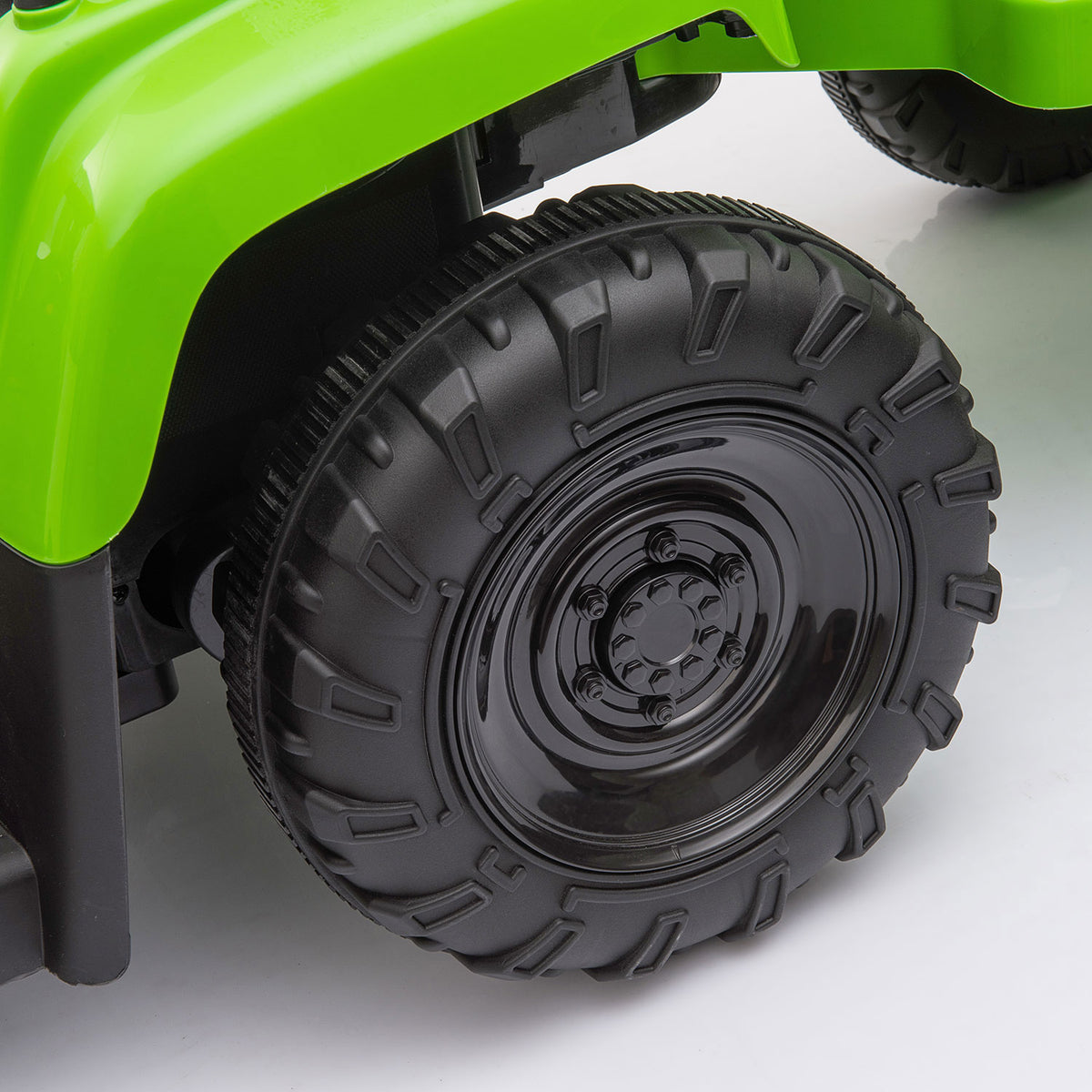 TOBBI 12V Kids Electric Battery-Powered Ride On Toy Tractor with Trailer, Green
