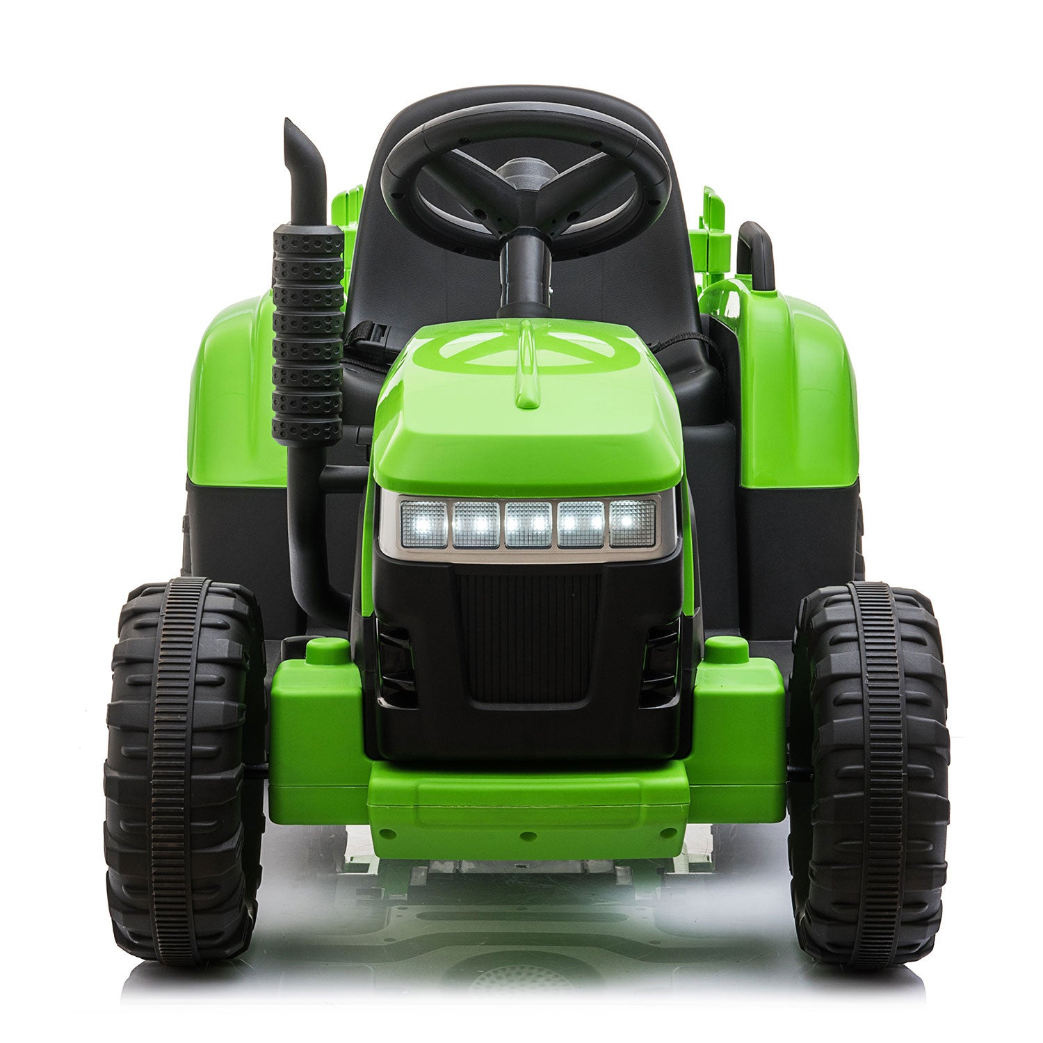 TOBBI 12V Kids Electric Battery-Powered Ride On Toy Tractor with Trailer, Green - VMInnovations