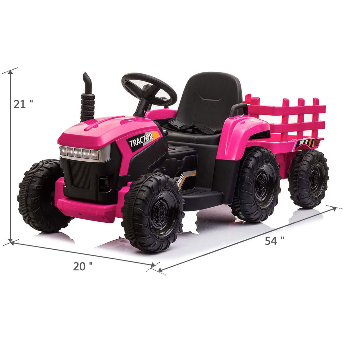 TOBBI 12V Kids Battery-Powered Ride On Toy Tractor w/ Trailer, Rose Red (Used)