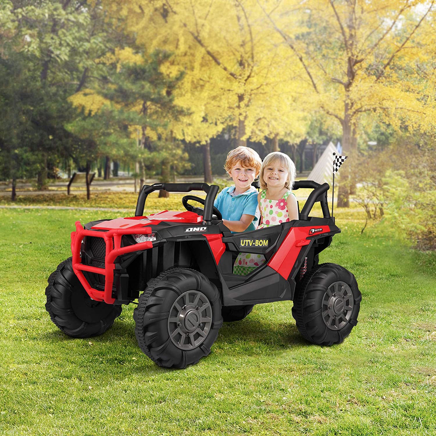 TOBBI 12V Kids Electric Battery-Powered RideOn 3 Speed Toy SUV Car Red(Open Box)