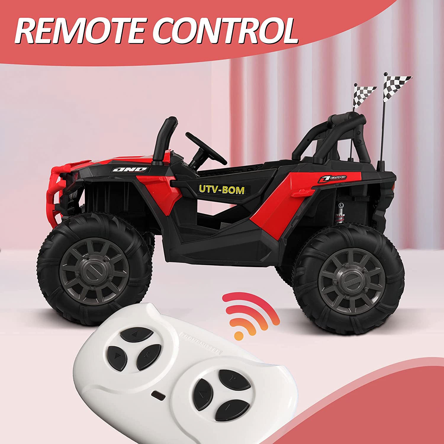TOBBI 12V Kids Electric Battery-Powered Ride On 3 Speed Toy SUV Buggy Car, Red - VMInnovations