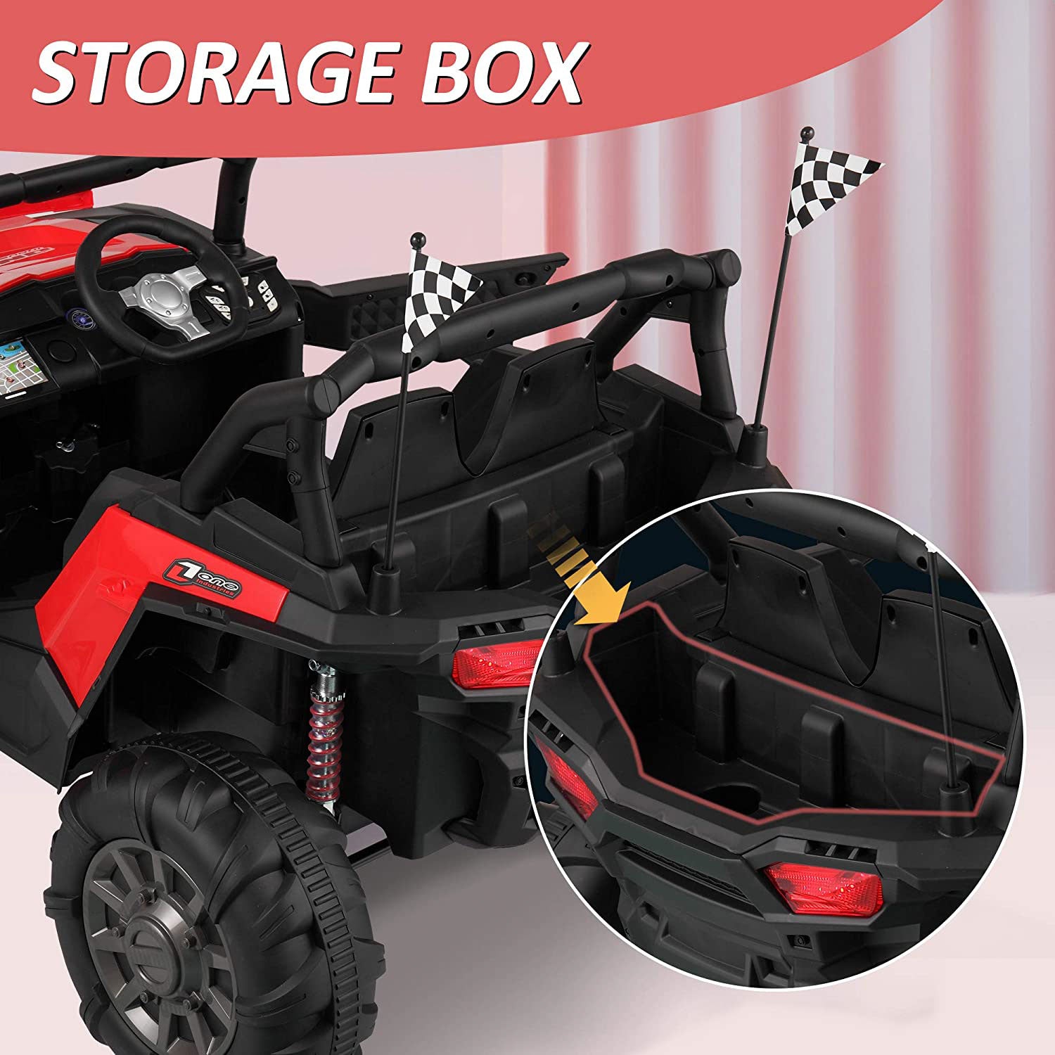 TOBBI 12V Kids Electric Battery-Powered RideOn 3 Speed Toy SUV Car Red(Open Box)