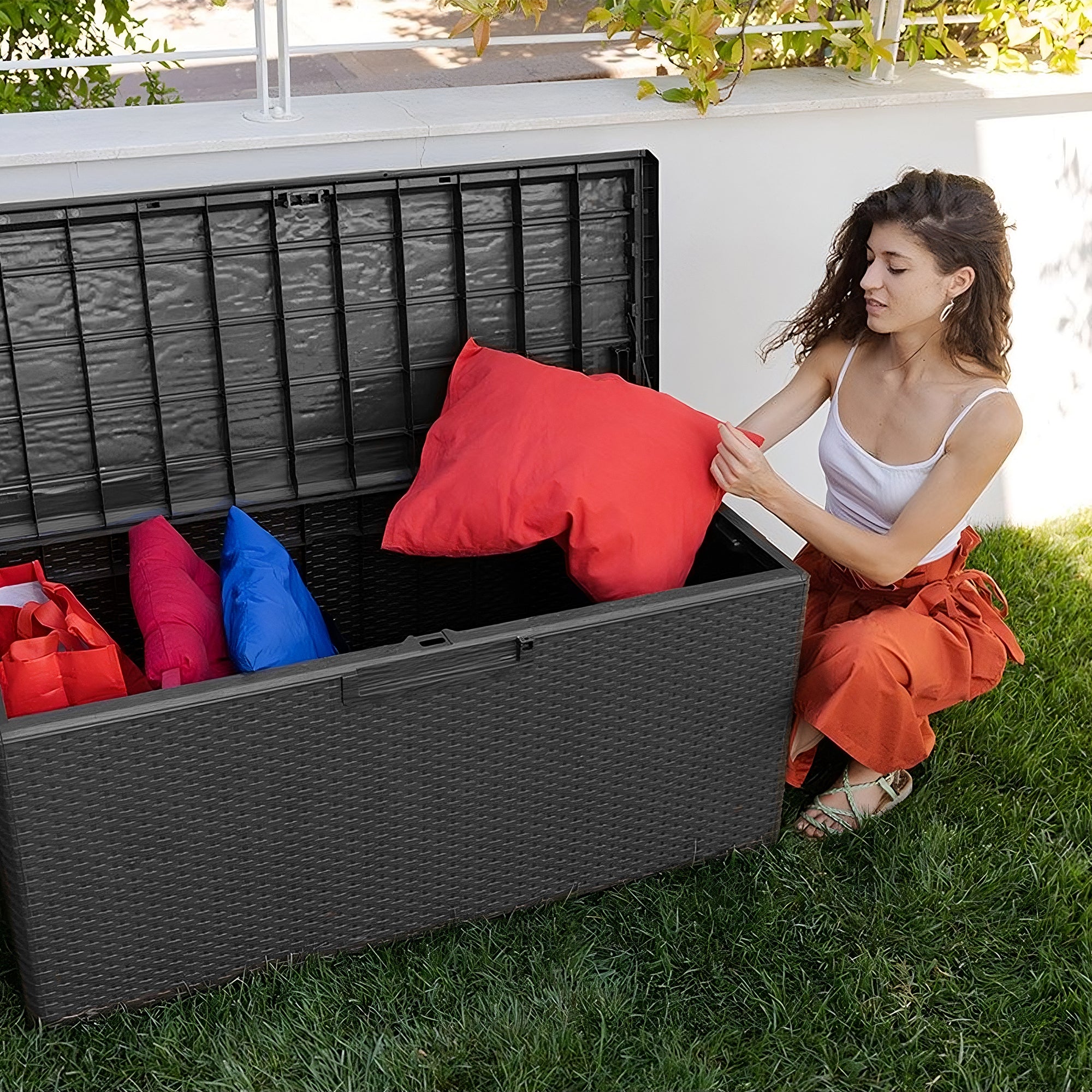 Toomax Portofino Weather Resistant Resin 90 Gallon Deck Box, Gray Black (Used) - VMInnovations