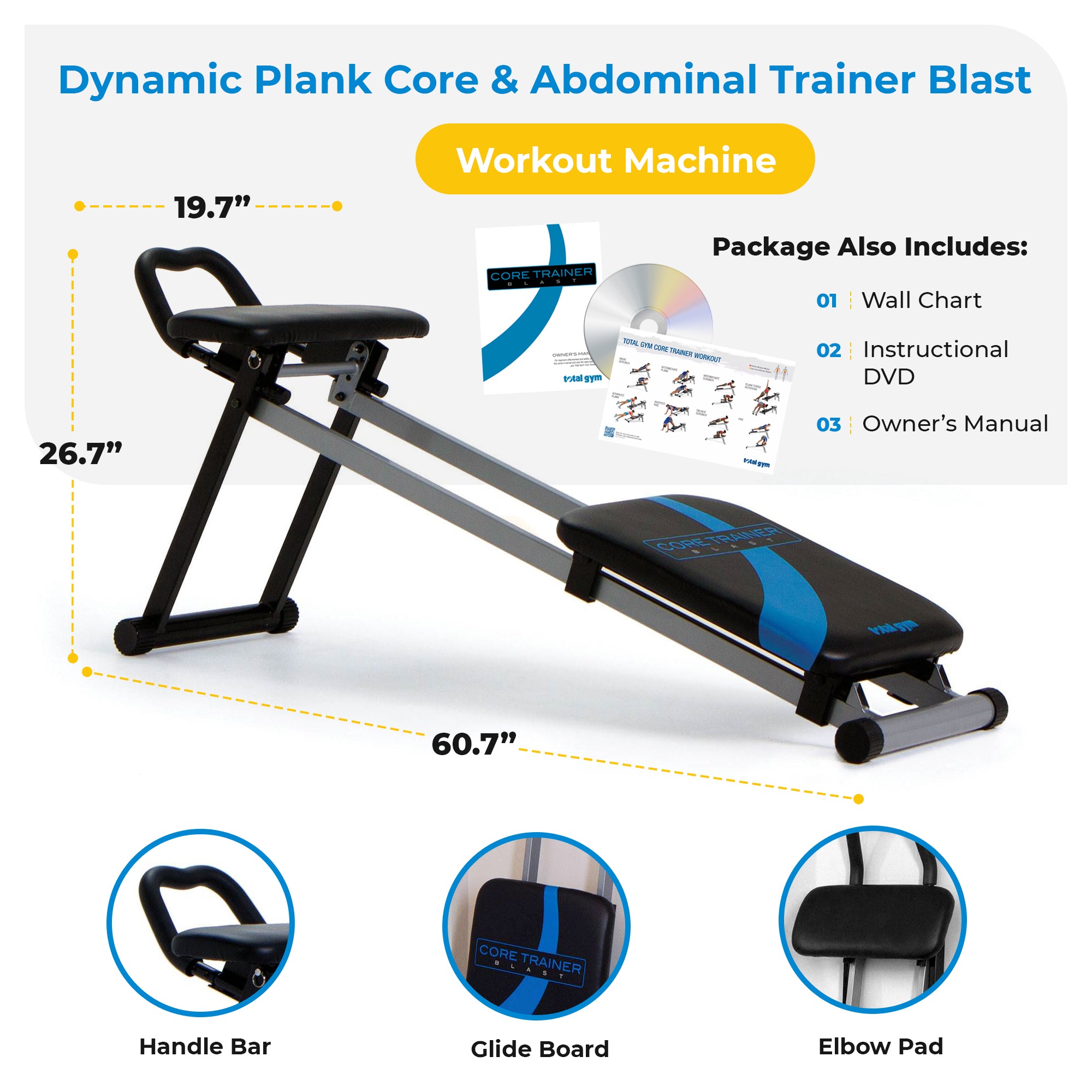 Total Gym Fitness Dynamic Plank Core & Abdominal Trainer Blast Workout Machine - VMInnovations