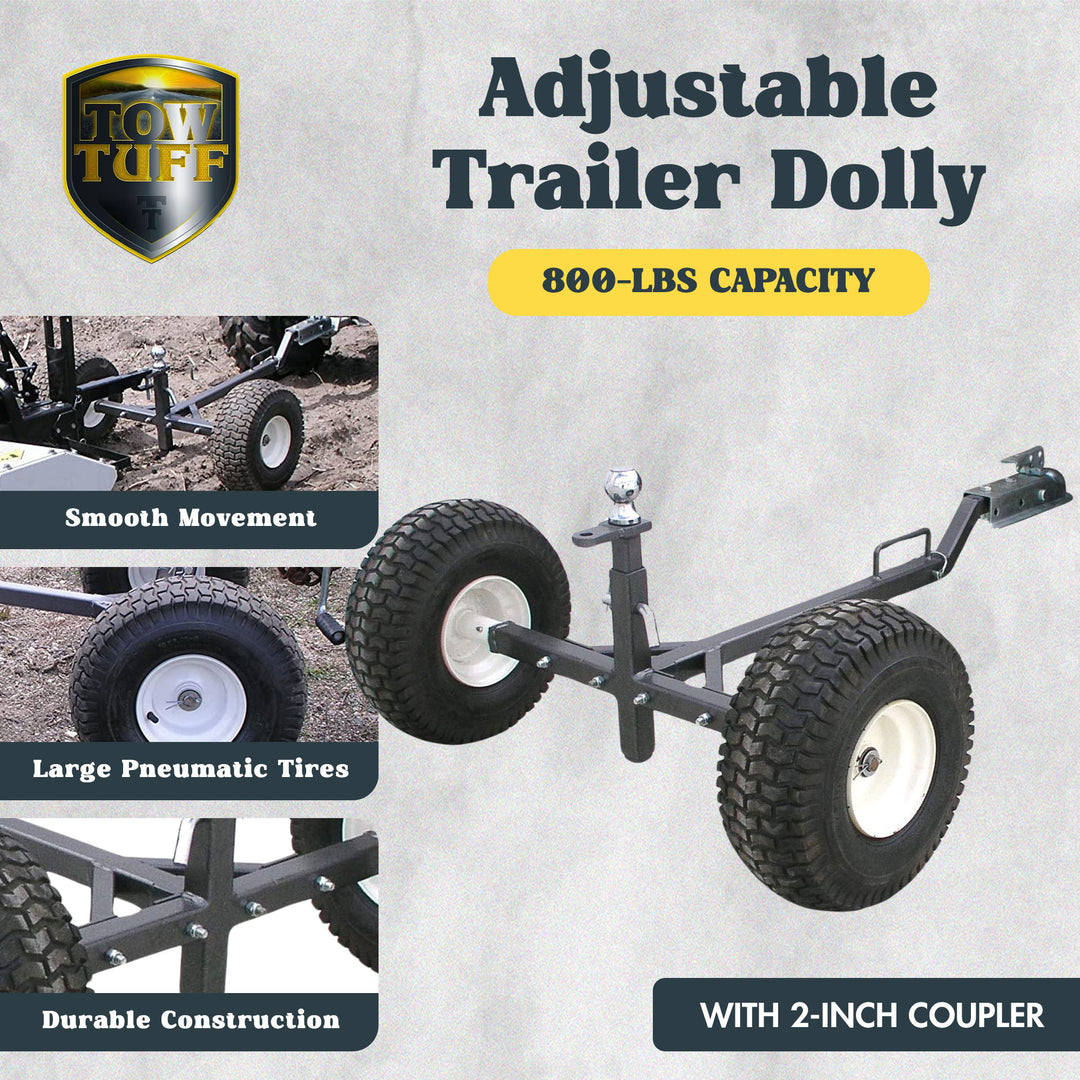 Tow Tuff TMD-800ATV Adjustable Solid Steel 800 Pound Capacity Trailer Dolly - VMInnovations