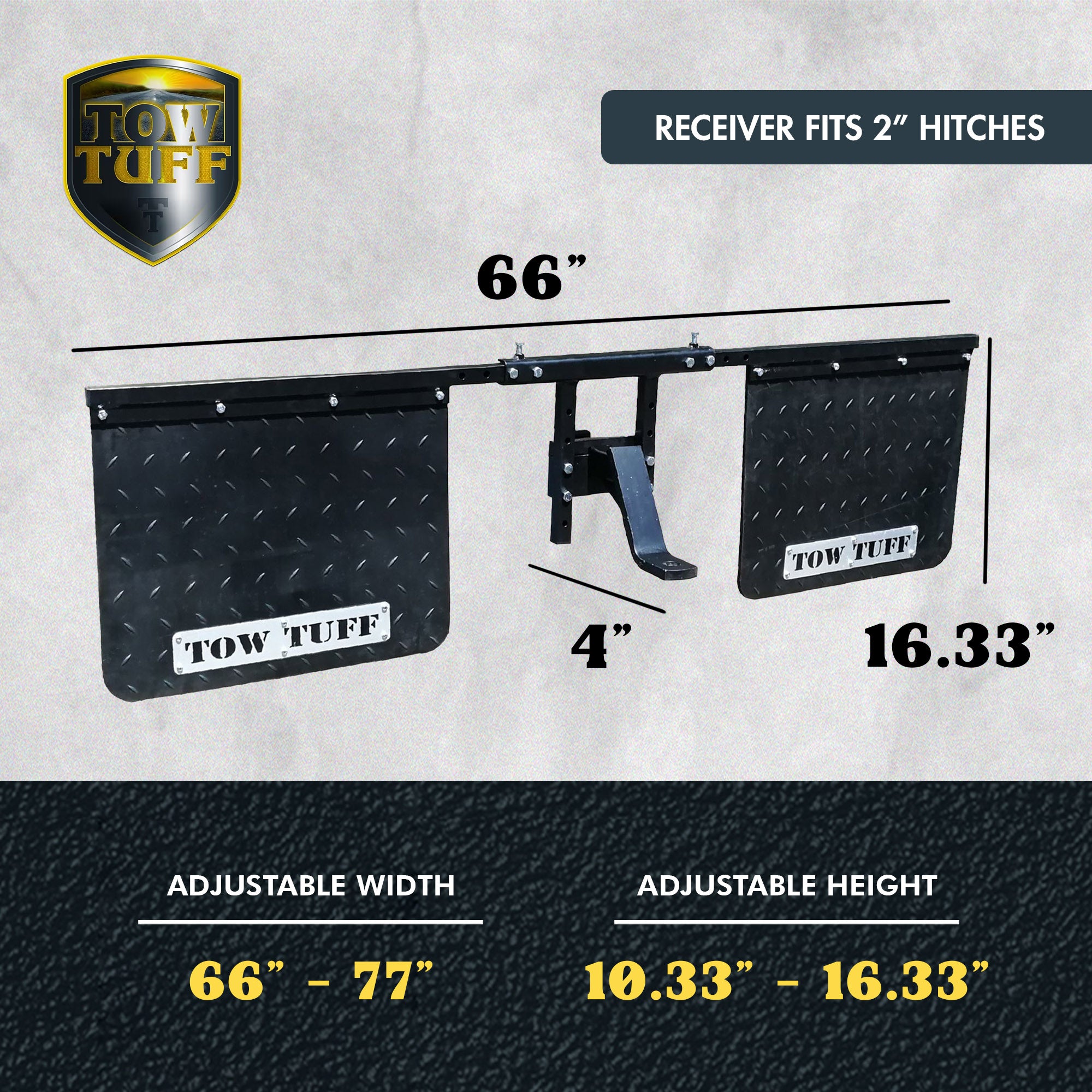 Tow Tuff 18x24 Inch Hitch Mount Rubber Rear Splash Guard Towing Mud Flaps (Used) - VMInnovations